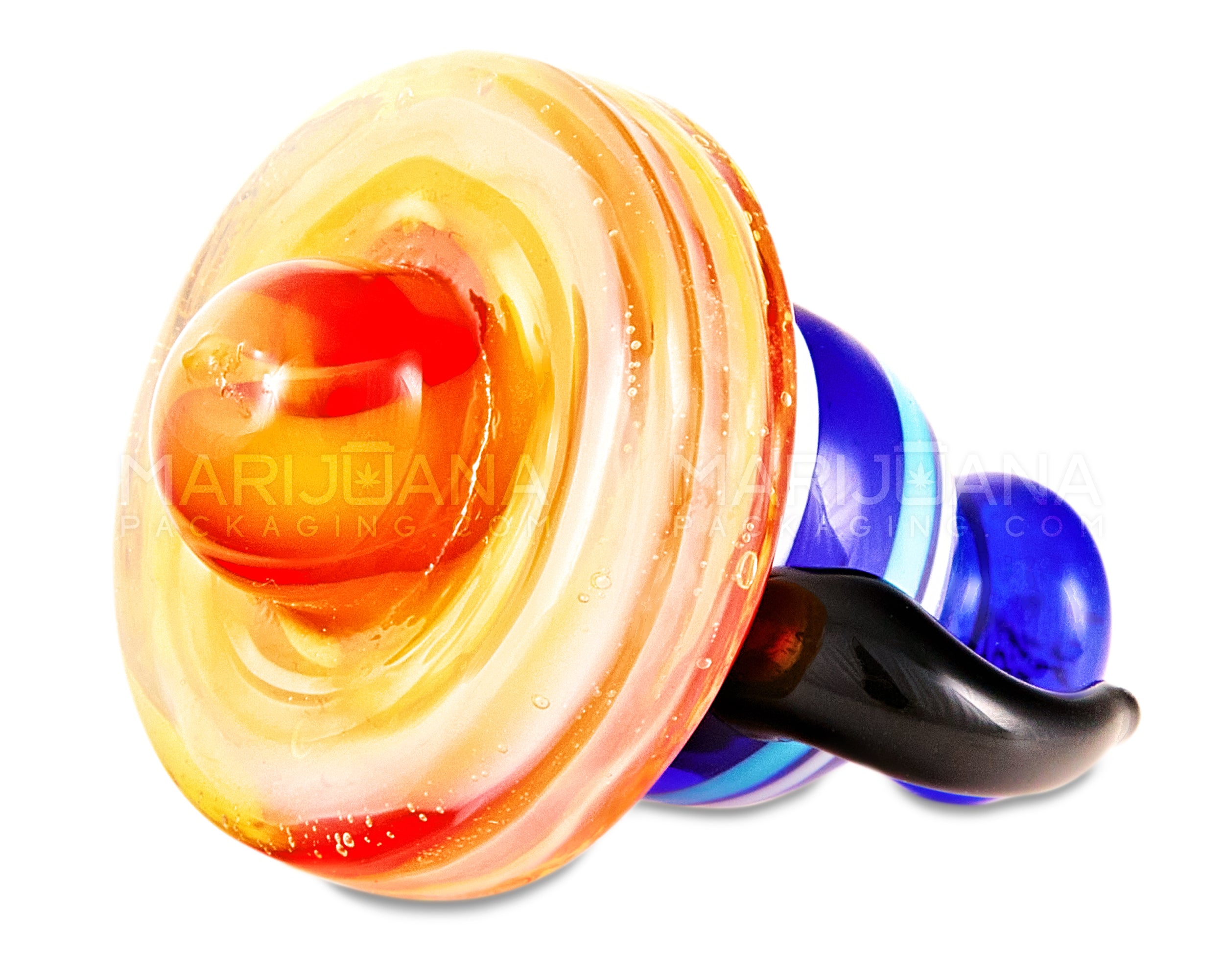 Double Horn Wig Wag Flat Carb Cap | 25mm - Glass - Assorted - 3