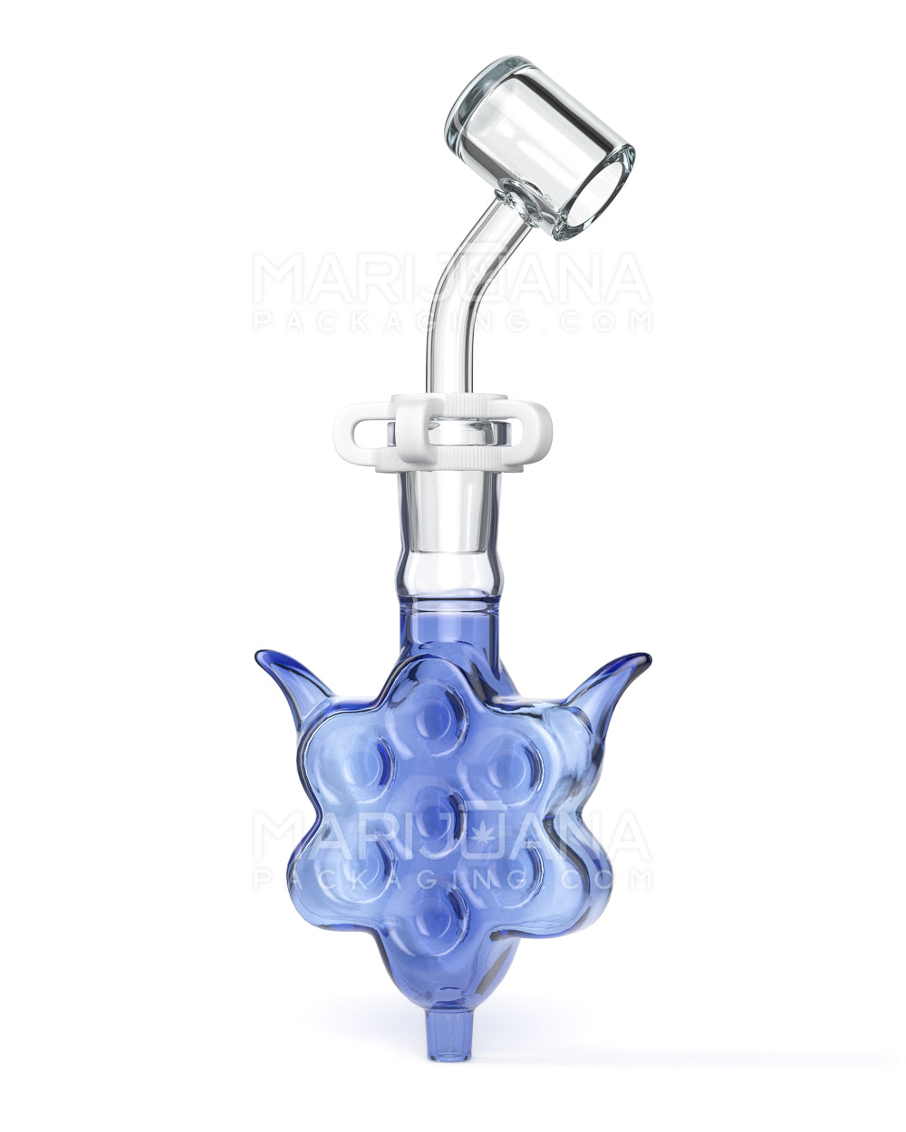 Horned Honeycomb Glass Nectar Collector w/ Banger Nail | 4in Long - 14mm Attachment - Blue - 2