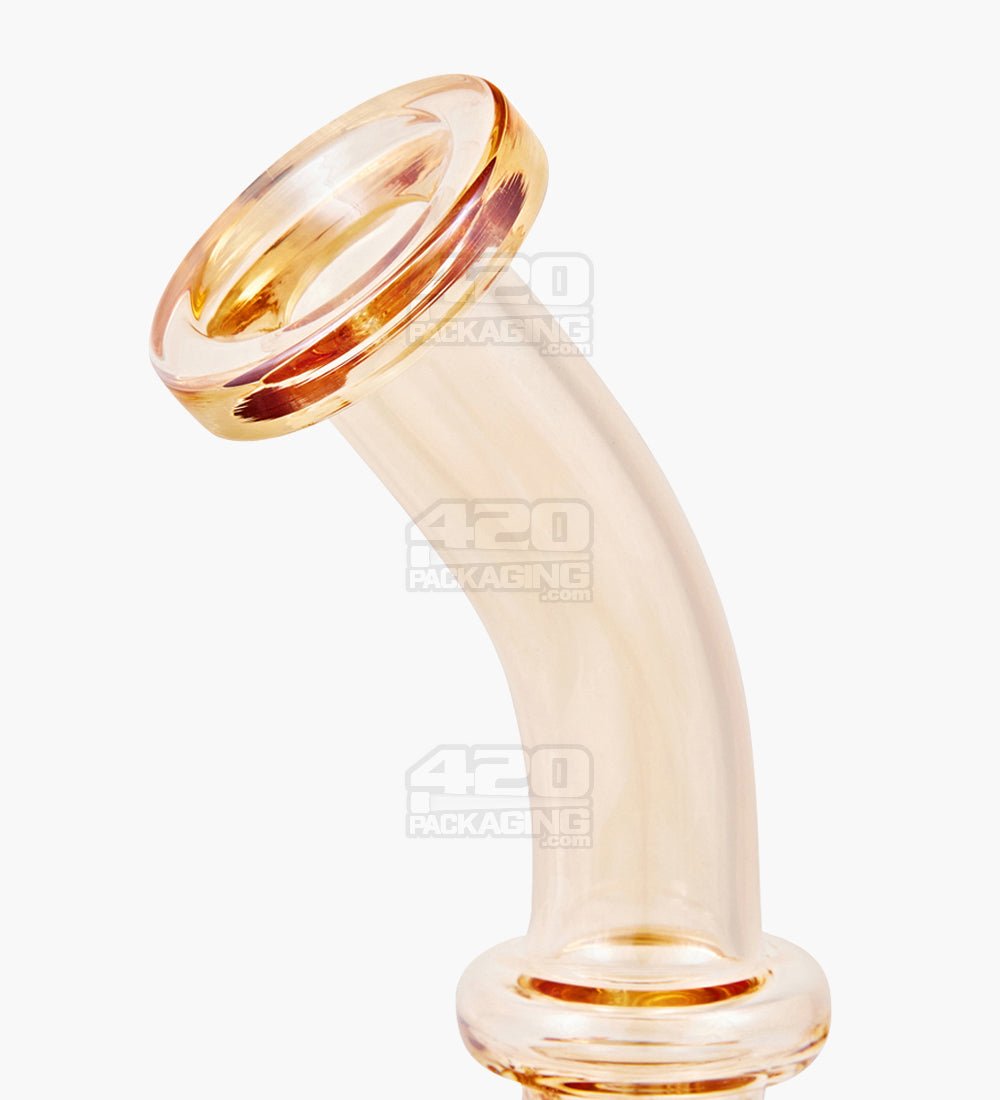 Bent Neck Iridescent Recycler Glass Bell Water Pipe | 8.5in Tall - 14mm Banger - Amber - 4