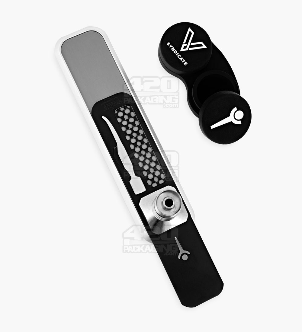 Genius Pipe x V-SYNDICATE Magnetic Slider Water-Free Dab Rig | 6in Long - Metal - Silver - 1