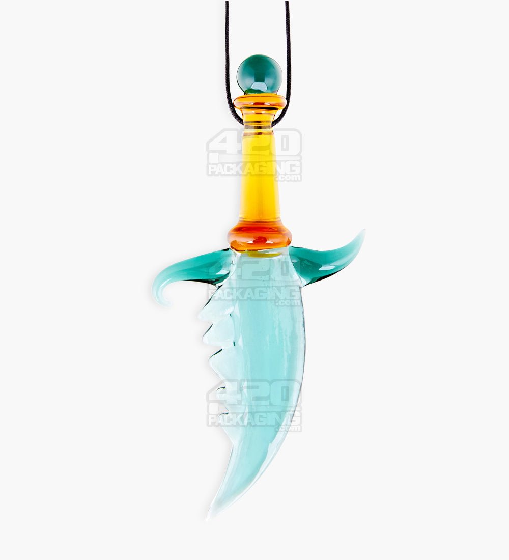 4.5" Assorted Glass Scimitar Pendant Dabber Tool w/ Necklace Strings - 1