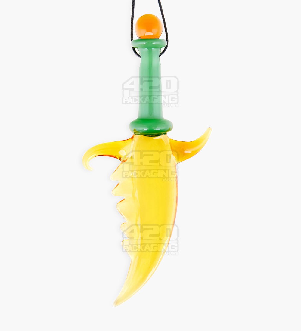 4.5" Assorted Glass Scimitar Pendant Dabber Tool w/ Necklace Strings - 3