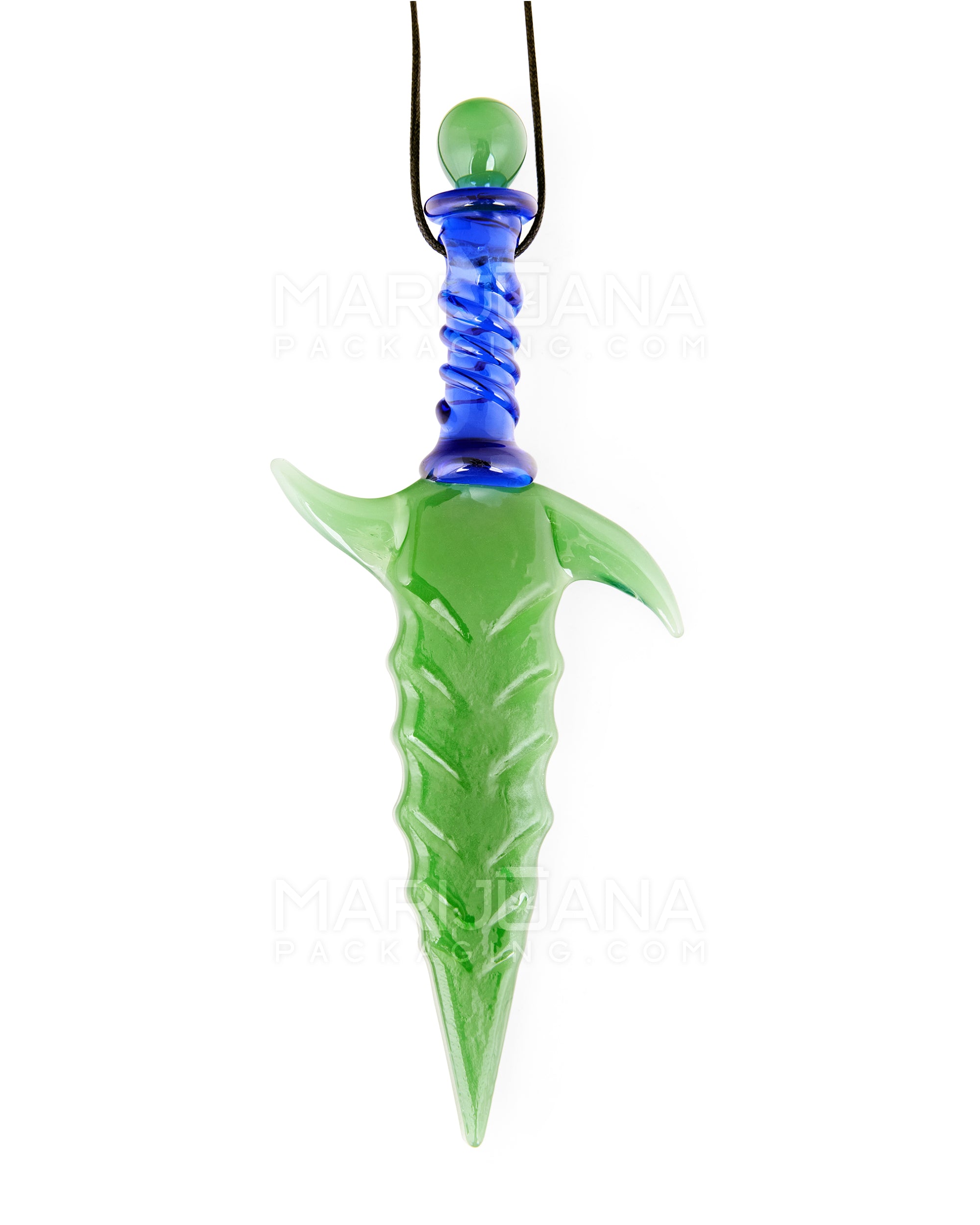 Hunting Dagger Pendant Dab Tool  w/ Necklace Strings | 4.75in Long - Glass - Assorted