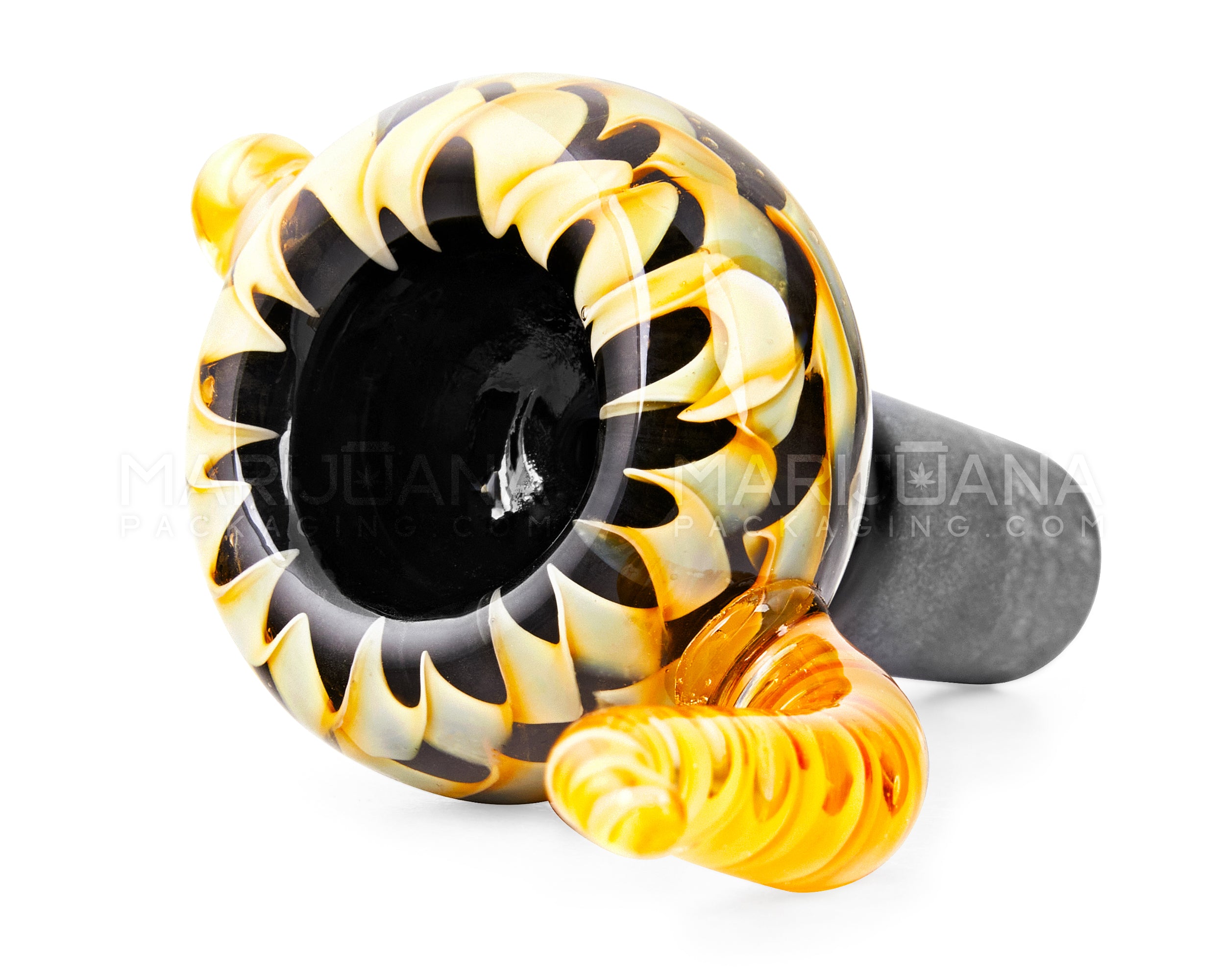 Ribbon Style Bowl w/ Spiral Horn Handle | Glass - 14mm - Assorted