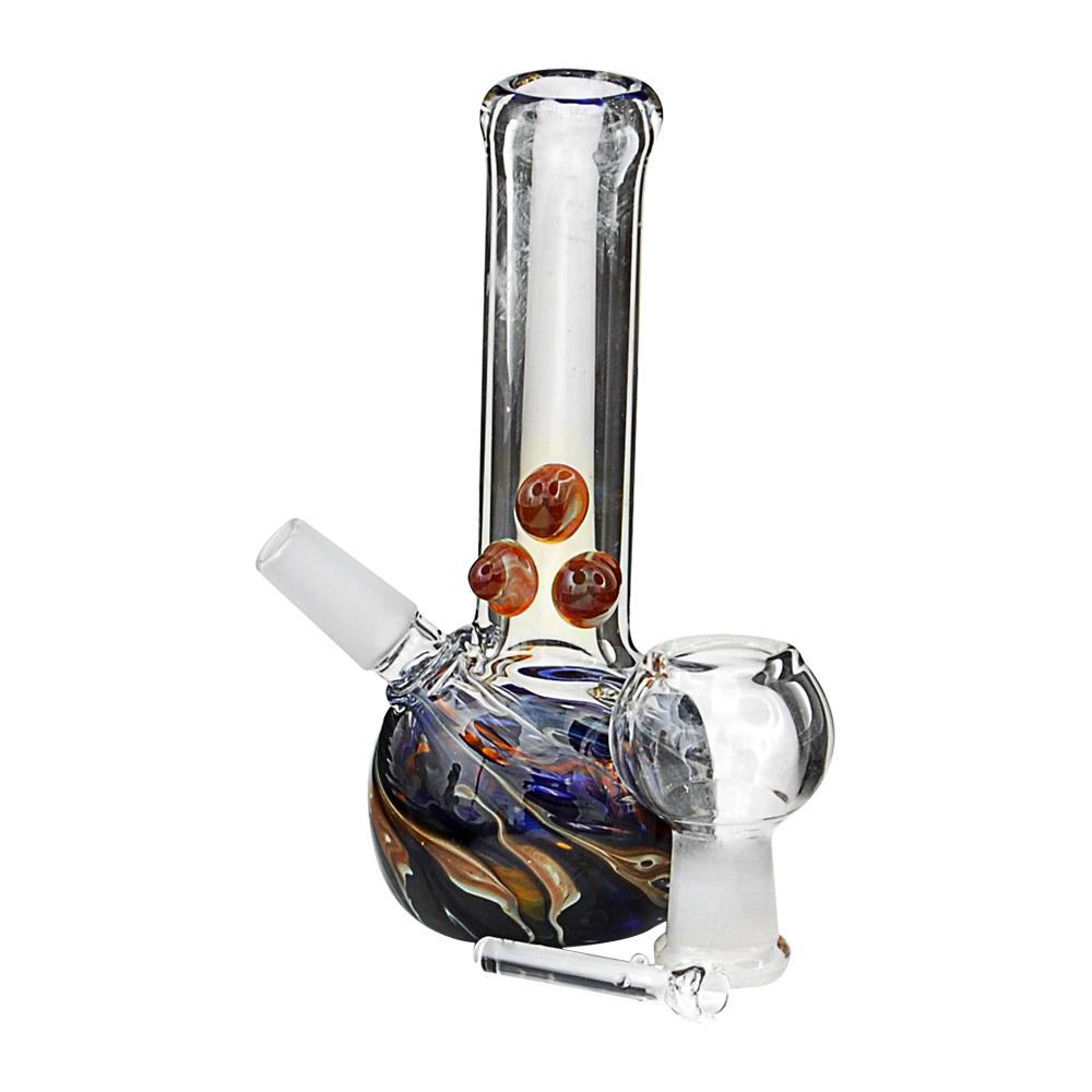 USA Glass | Straight Neck Raked Glass Egg Dab Rig w/ Triple Knockers | 4in Tall - 10mm Dome & Nail - Assorted - 8
