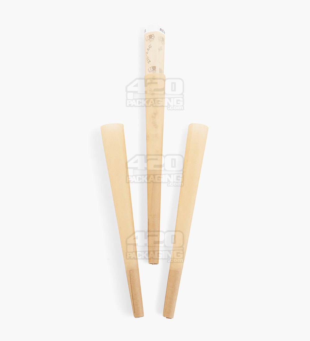 Zig Zag 109mm King Size Unbleached Paper Pre Rolled Cones w/ Blank Tips 800/Box - 3