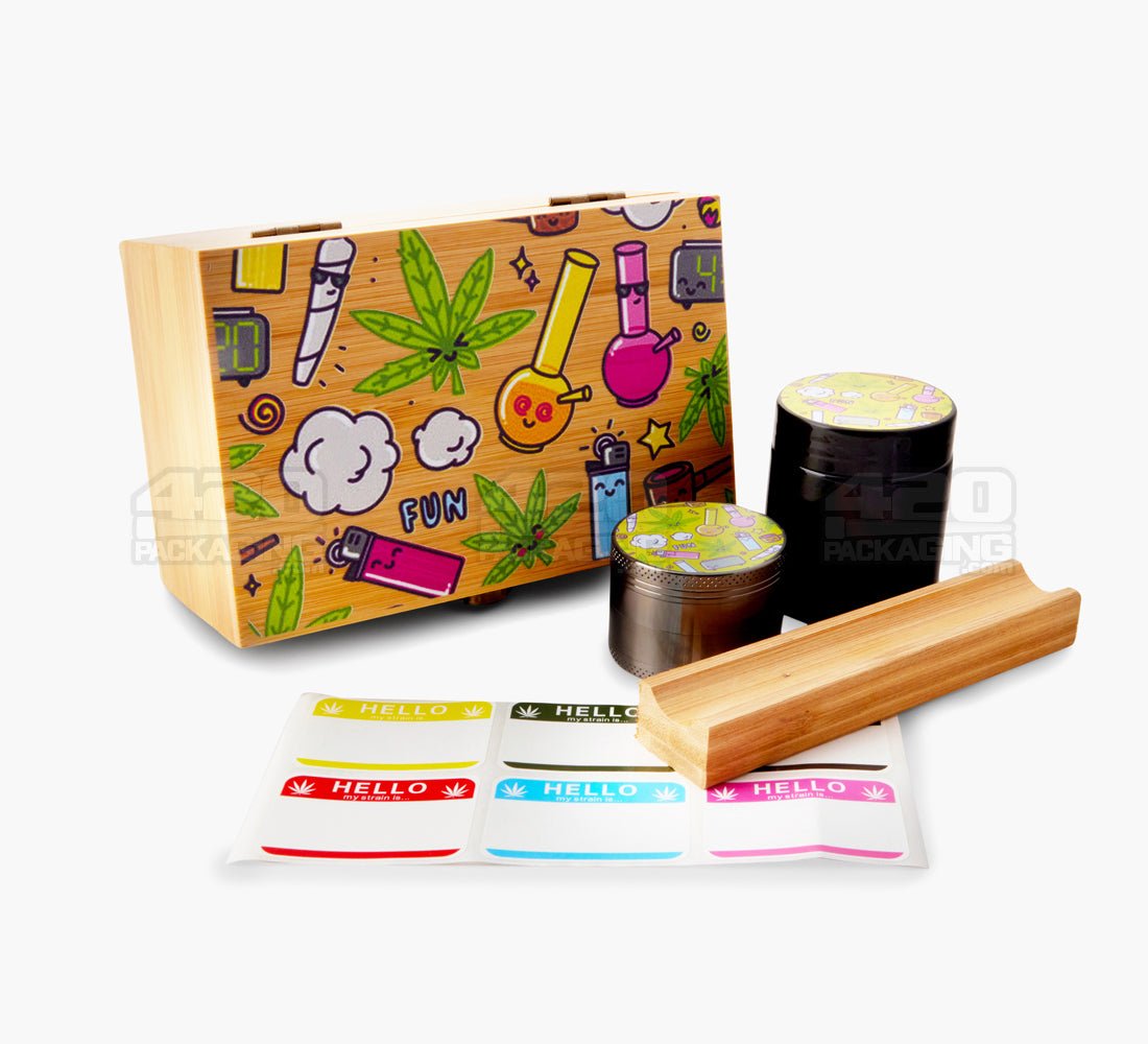 Fun Pipe Collage Wooden Latch Lock Stash Box w/ Accessories | 152mm - Wood - 2