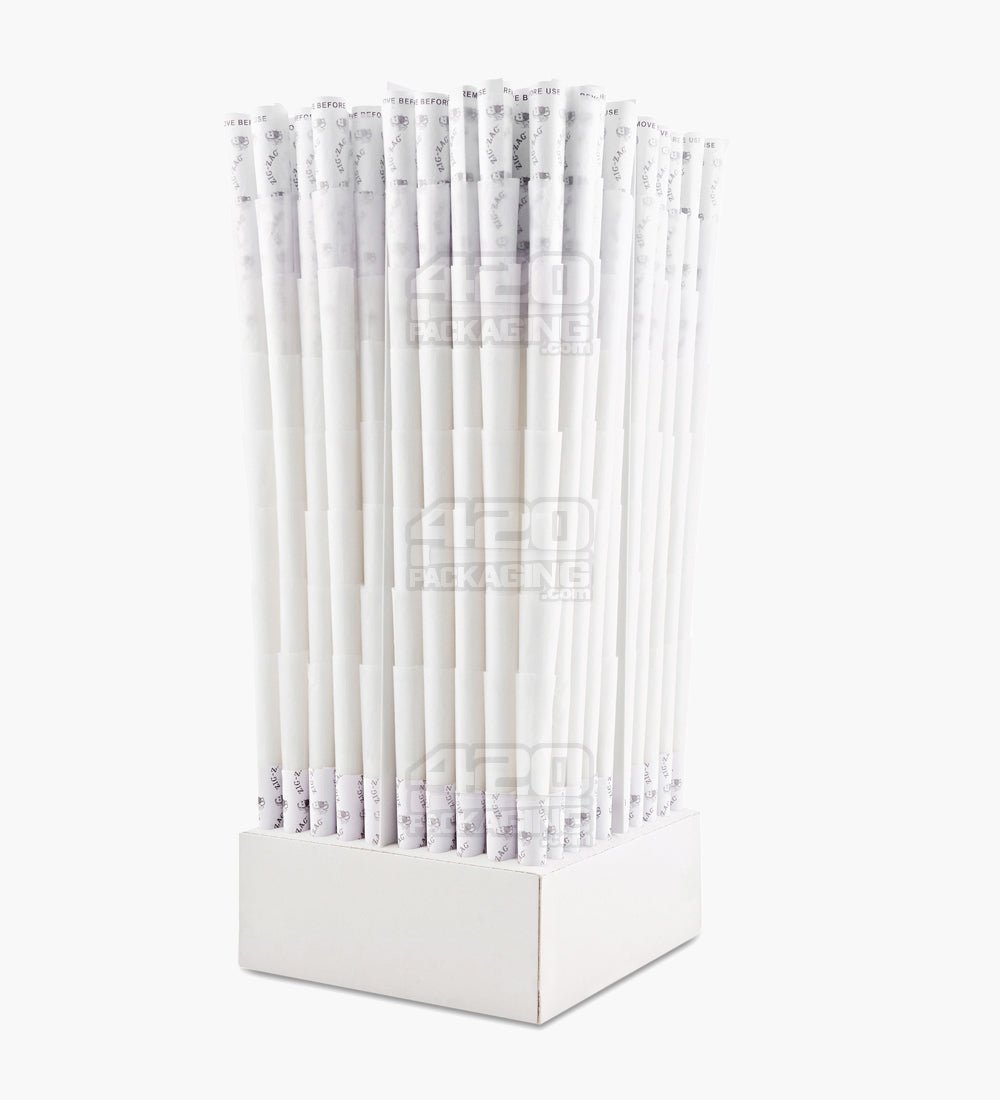 Zig Zag 84mm 1 1/4 Size Ultra Thin Paper Pre Rolled Cones w/ Blank Tips 900/Box - 2