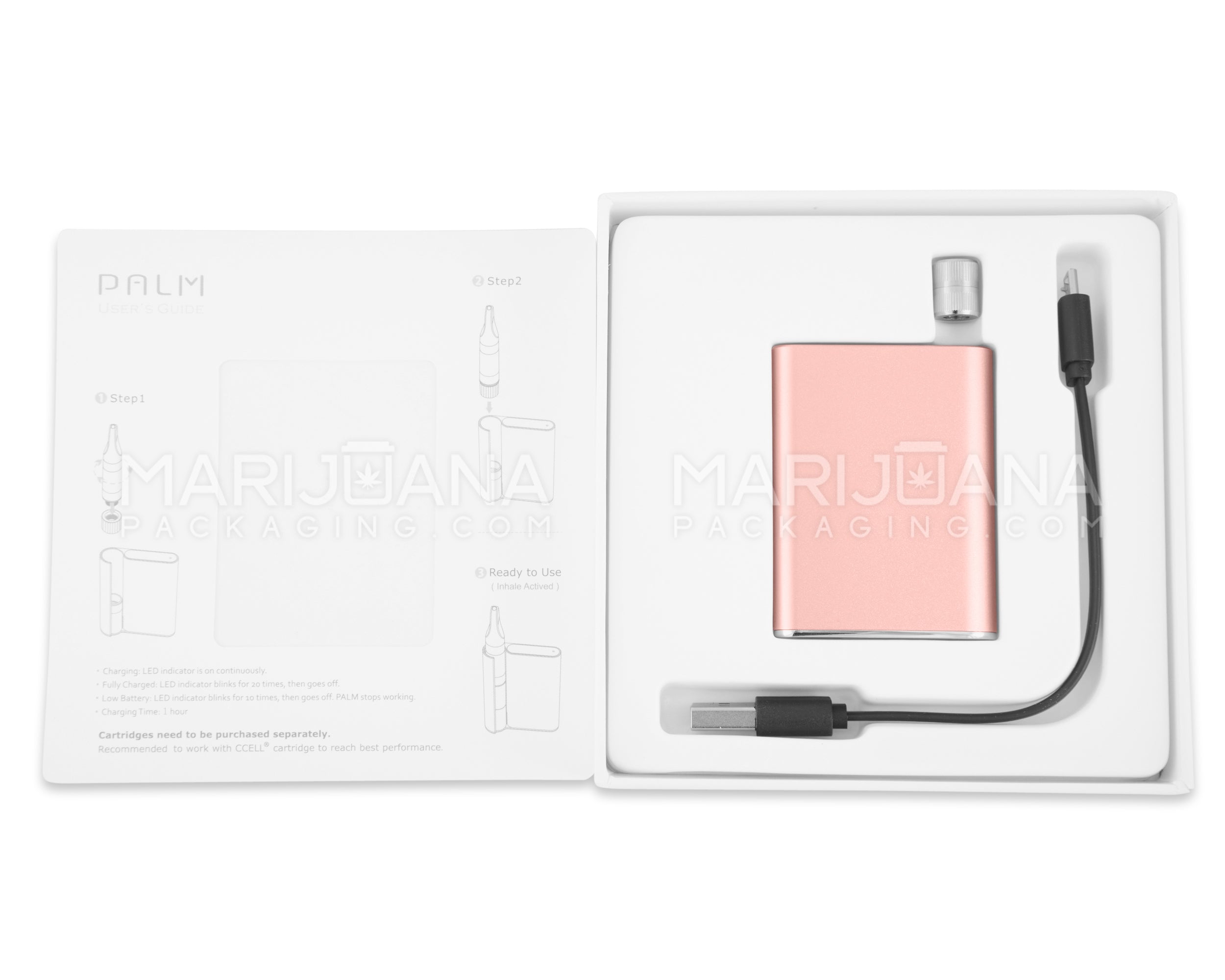 CCELL | Palm Vape Battery with USB Charger | 500mAh - Rose - 510 Thread - 10