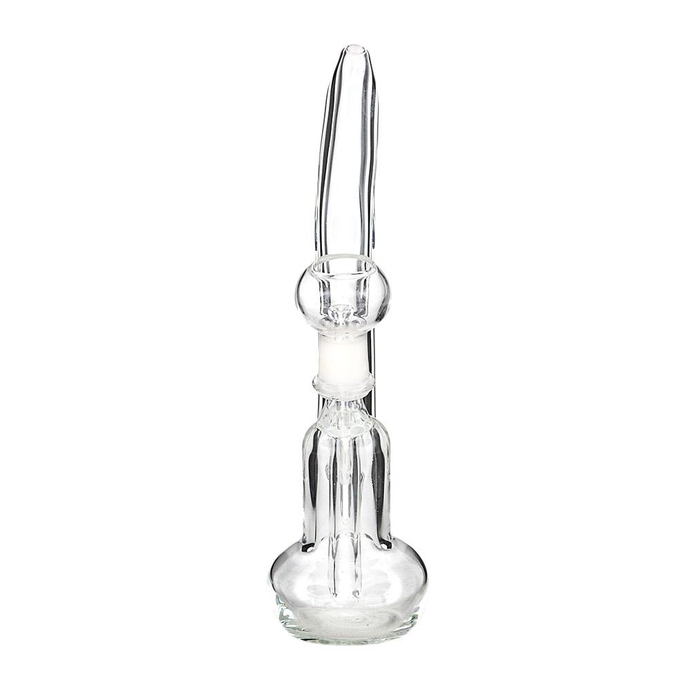 Bent Neck Glass Dab Rig | 5in Tall - 14mm Dome & Nail - Clear - 2