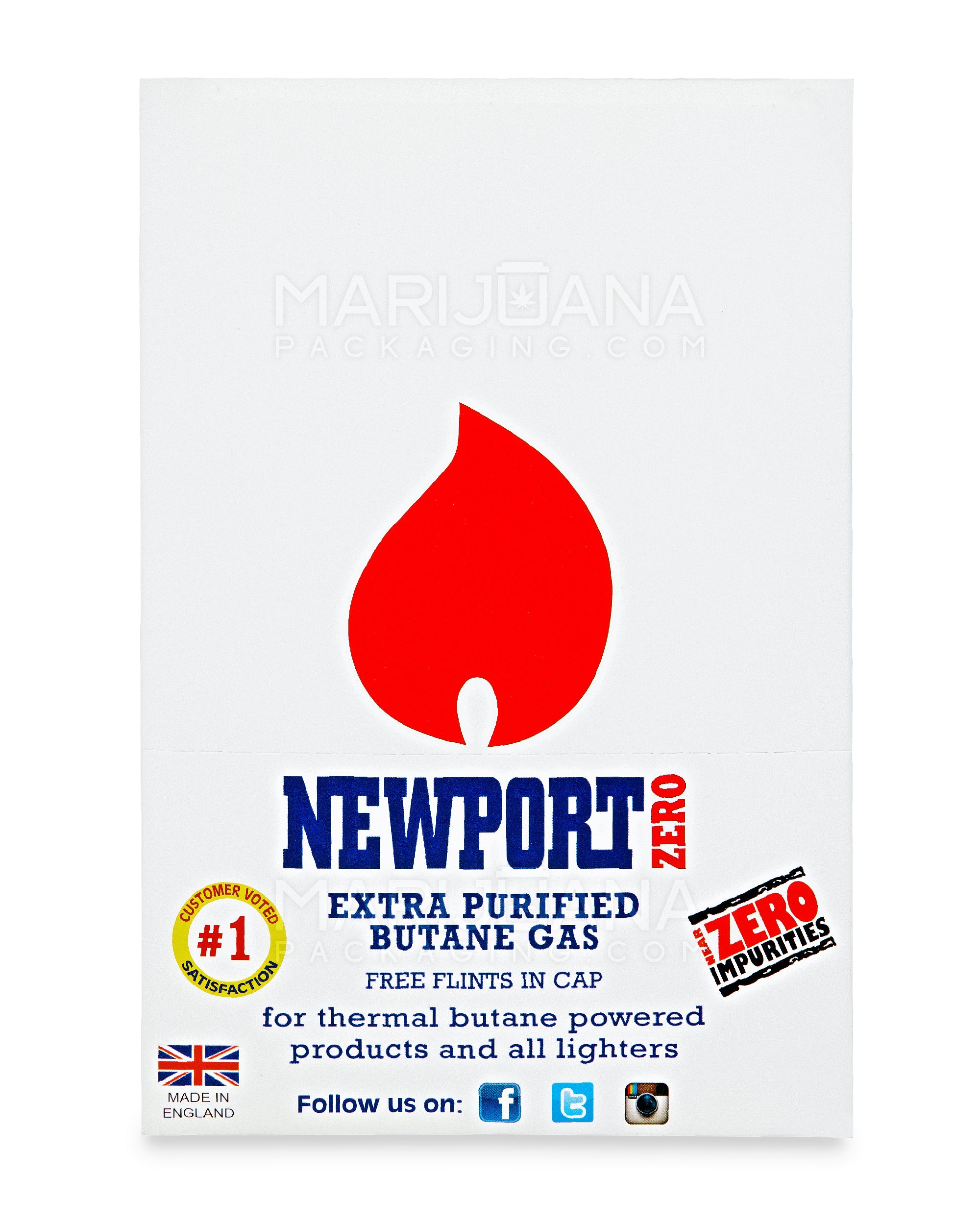 NEWPORT | 'Retail Display' Zero Extra Purified Butane Canisters w/ Flints | 300mL - BHO - 12 Count - 8