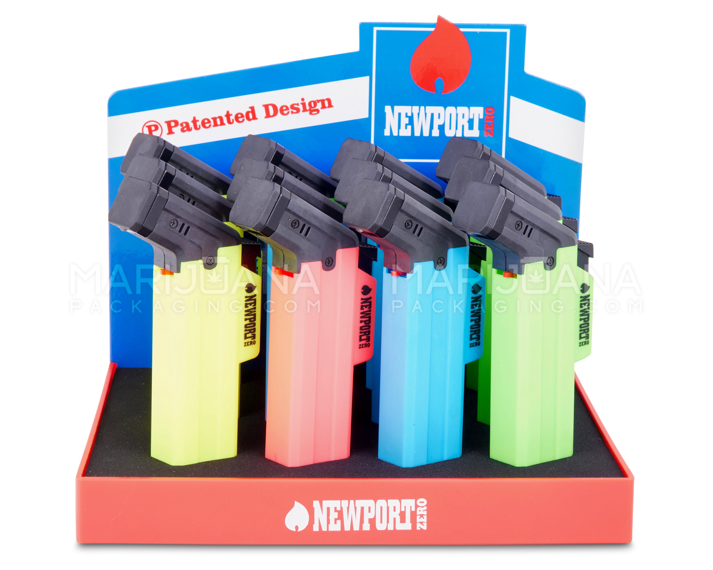 NEWPORT | 'Retail Display' Zero Assorted Neon Plastic Cigar Torch | 5in Tall - Butane - 12 Count - 11