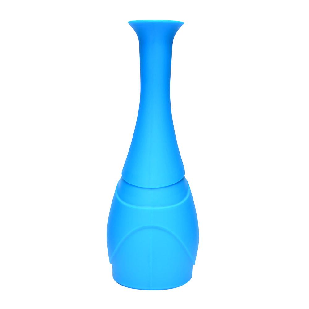 Unbreakable | Flower Vase Silicone Water Pipe | 6in Tall - Metal Bowl - Blue - 2