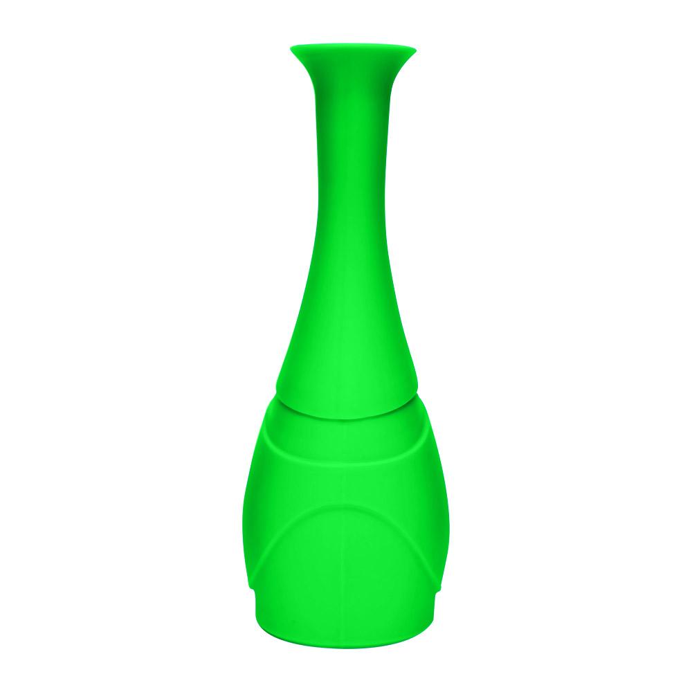 Unbreakable | Flower Vase Silicone Water Pipe | 6in Tall - Metal Bowl - Green - 2