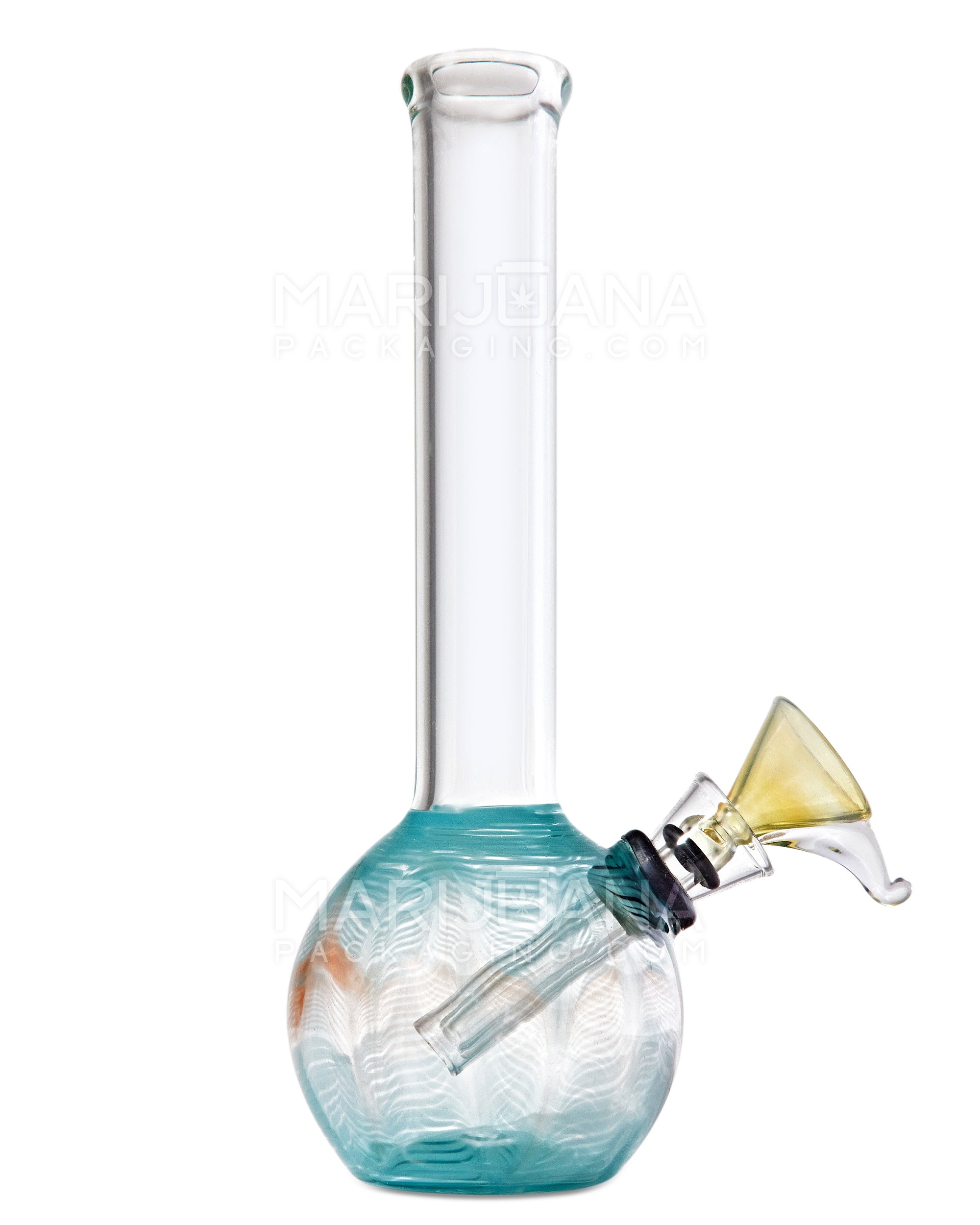 USA Glass | Straight Neck Raked Glass Egg Water Pipe | 7in Tall - Grommet Bowl - Assorted - 10