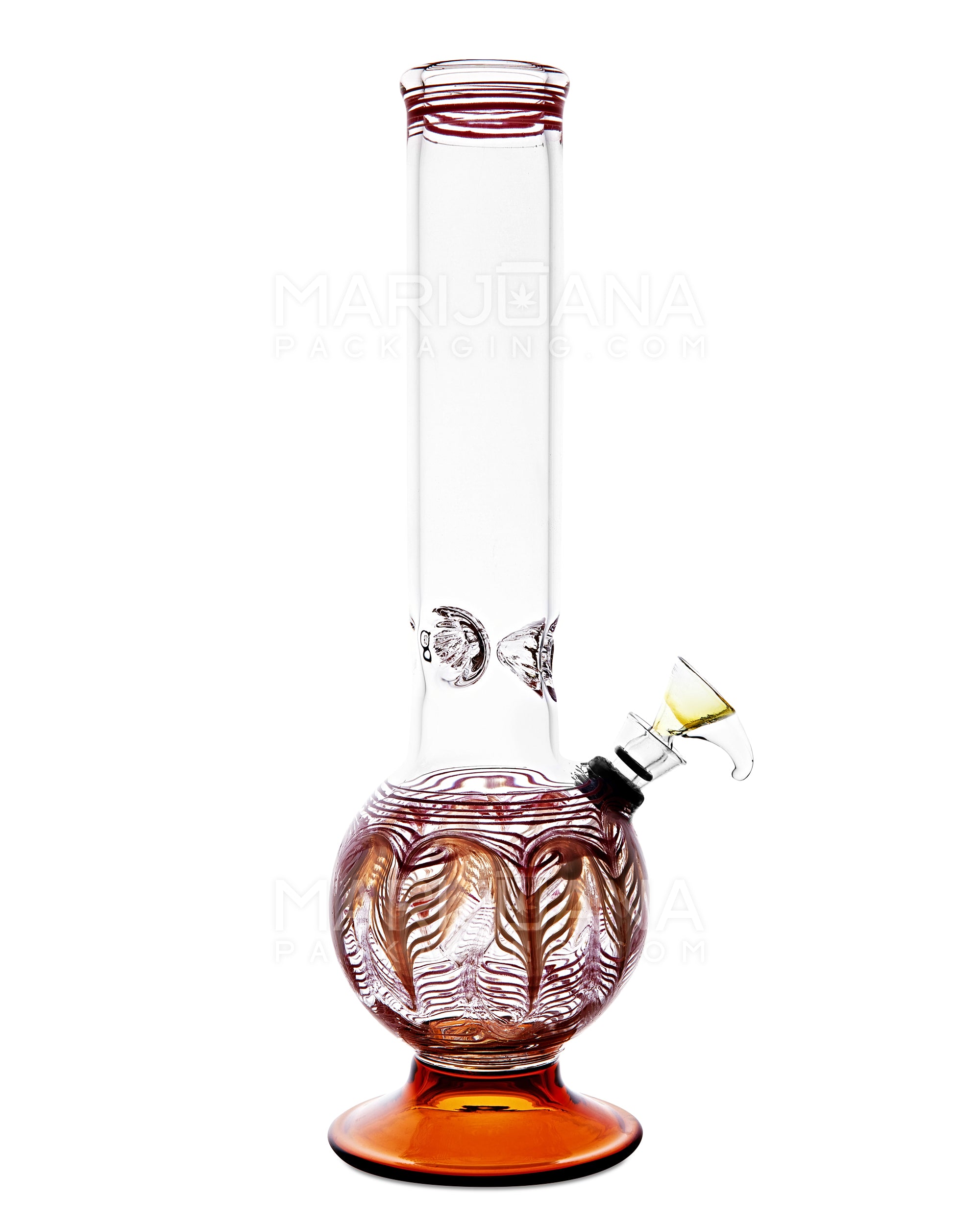 USA Glass | Straight Neck Raked & Gold Fumed Glass Egg Water Pipe w/ Ice Catcher | 11in Tall - Grommet Bowl - Assorted - 4