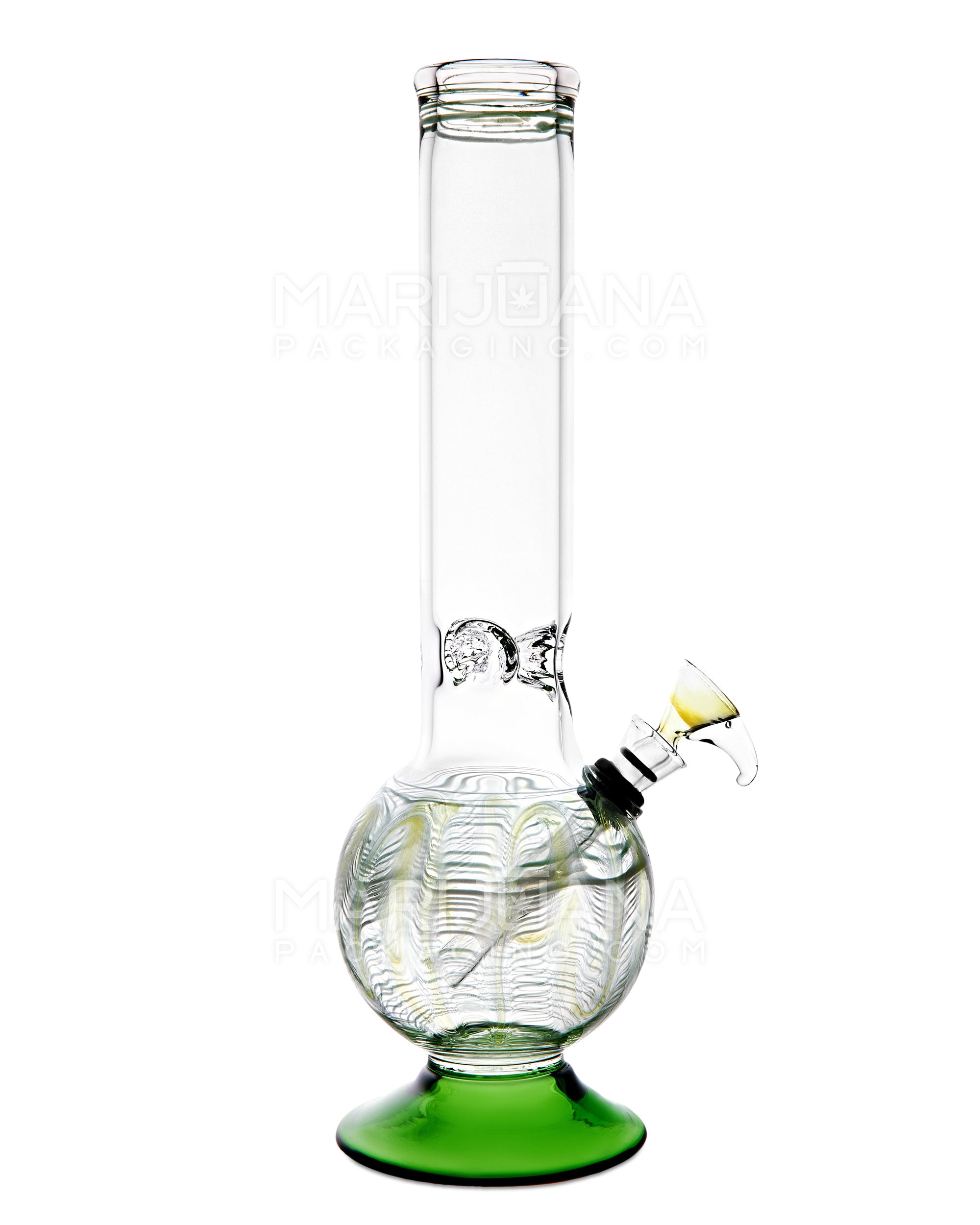 USA Glass | Straight Neck Raked & Gold Fumed Glass Egg Water Pipe w/ Ice Catcher | 11in Tall - Grommet Bowl - Assorted - 7