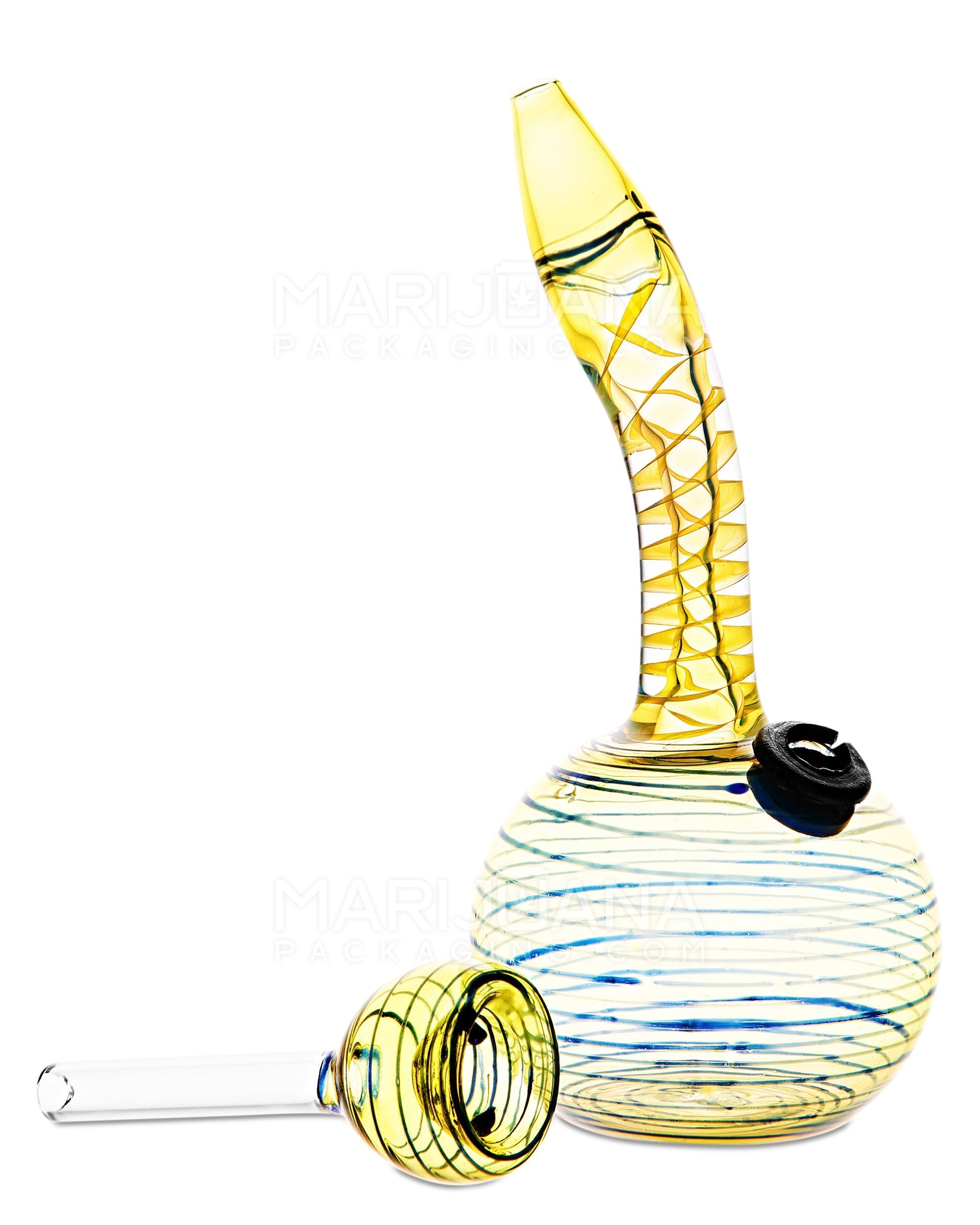 Bent Neck Glass Egg Water Pipe | 6in Tall - Grommet Bowl - Assorted - 2