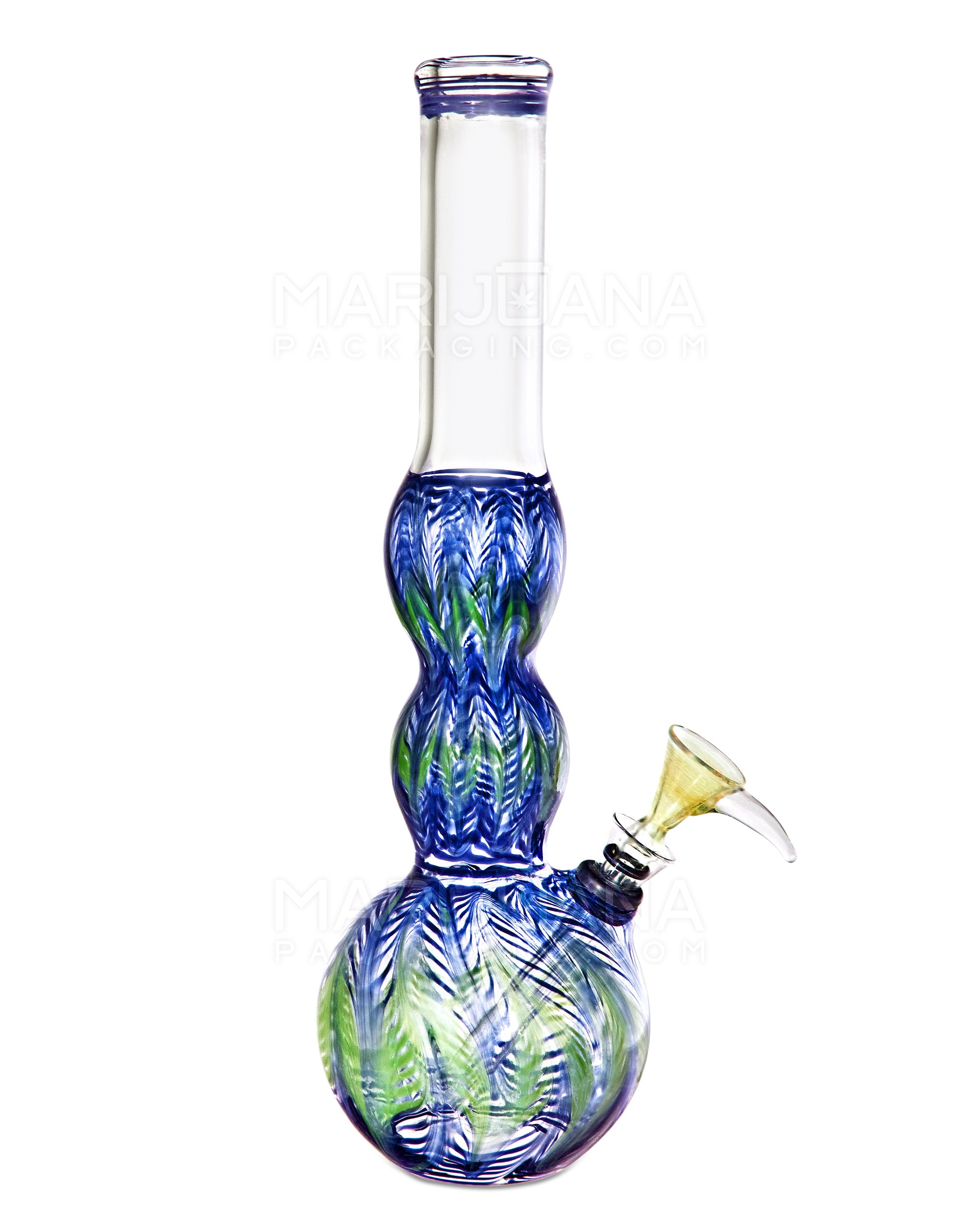 USA Glass | Bulged Neck Raked Glass Egg Water Pipe | 11in Tall - Grommet Bowl - Assorted - 1