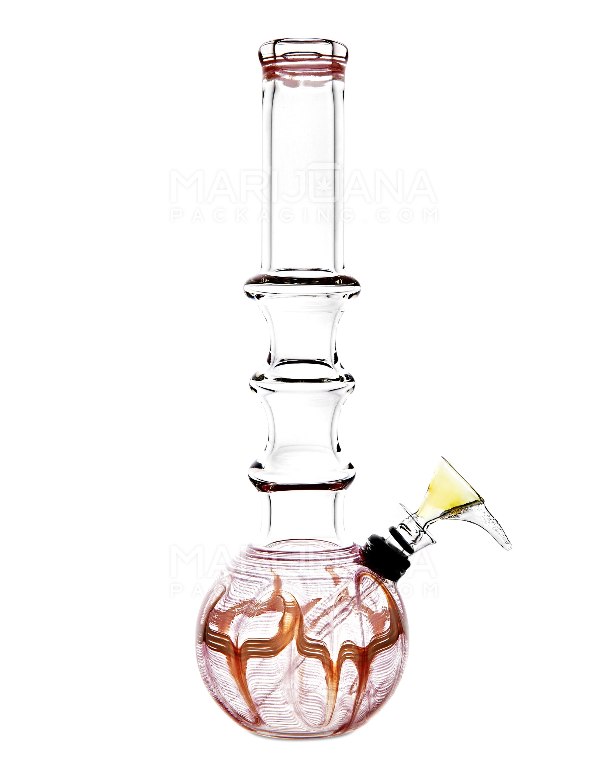 USA Glass | Triple Ringed Neck Raked Glass Egg Water Pipe | 9in Tall - Grommet Bowl - Assorted - 7