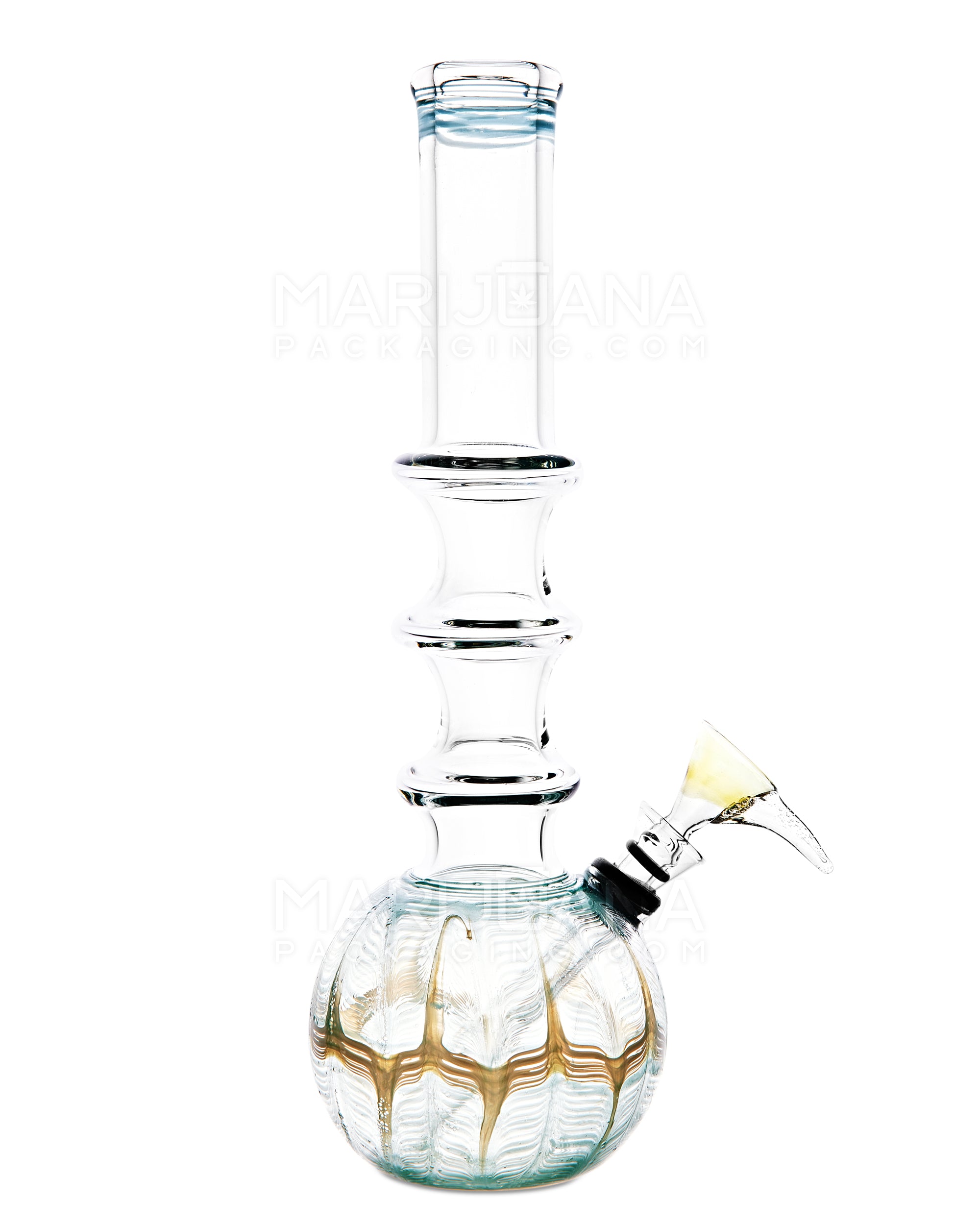 USA Glass | Triple Ringed Neck Raked Glass Egg Water Pipe | 9in Tall - Grommet Bowl - Assorted - 8