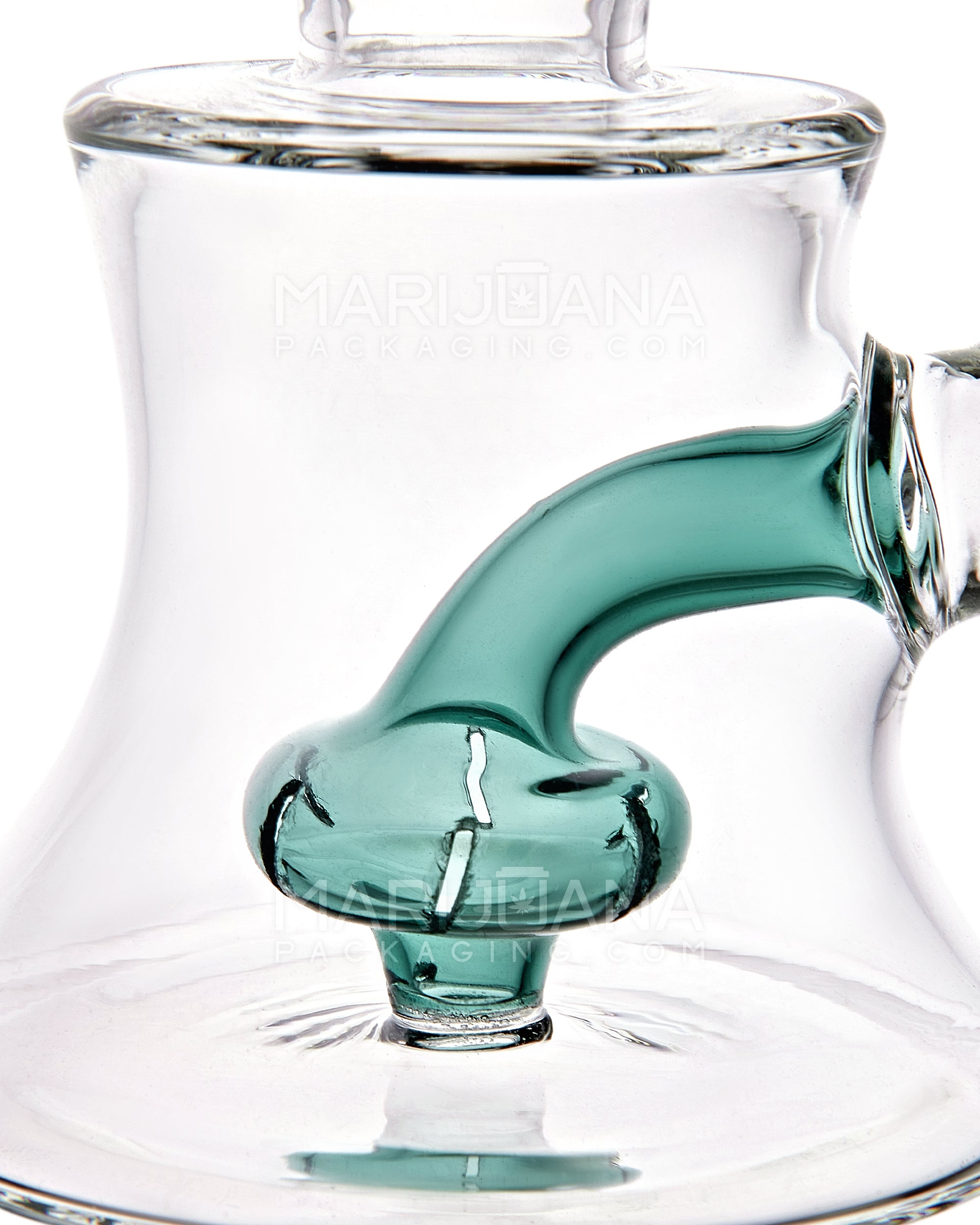 Bent Neck Showerhead Perc Glass Bell Water Pipe | 6in Tall - 14mm Bowl - Assorted - 3