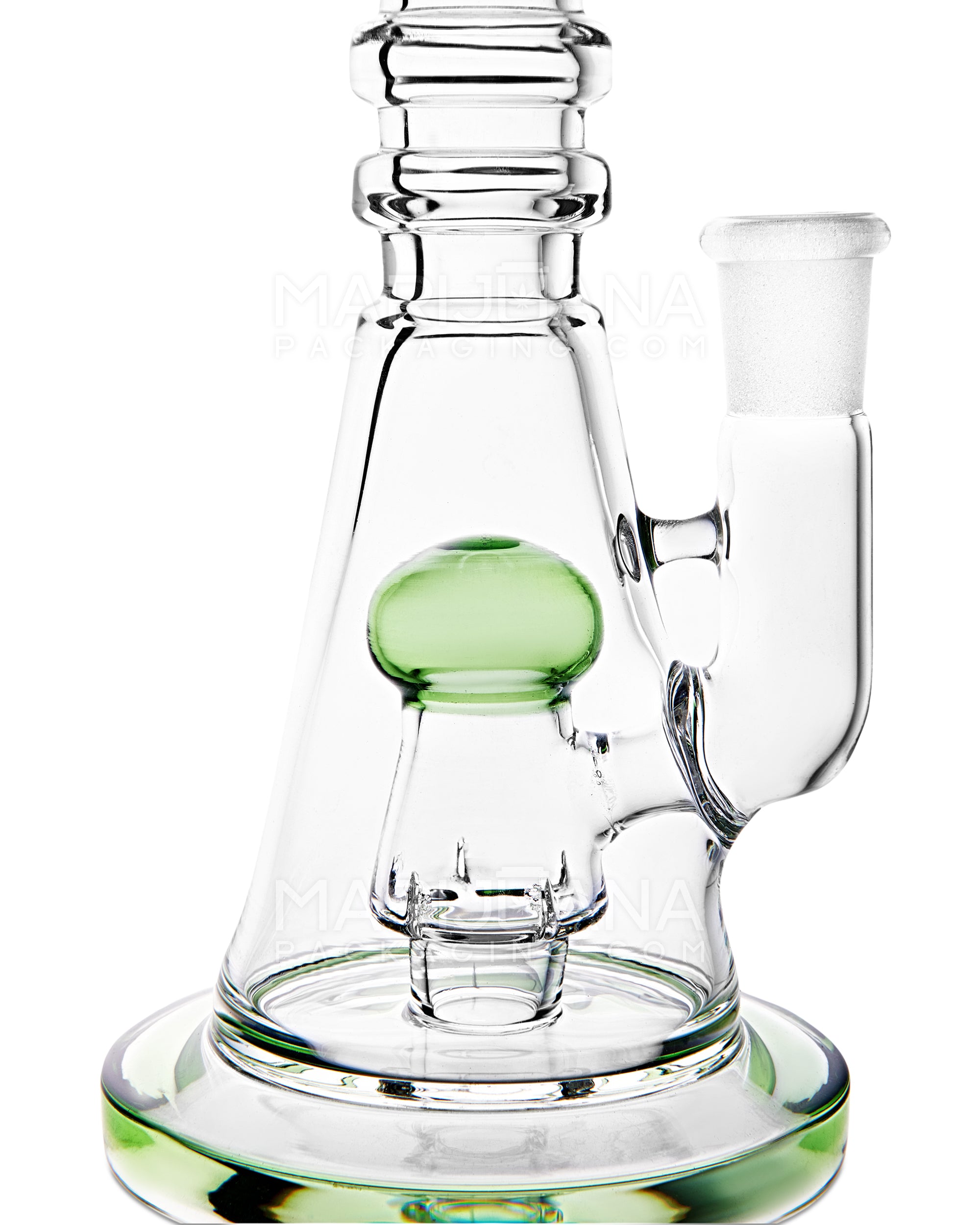 Straight Neck Circ Perc Glass Beaker Water Pipe w/ Thick Base | 8in Tall - 14mm Bowl - Green - 3