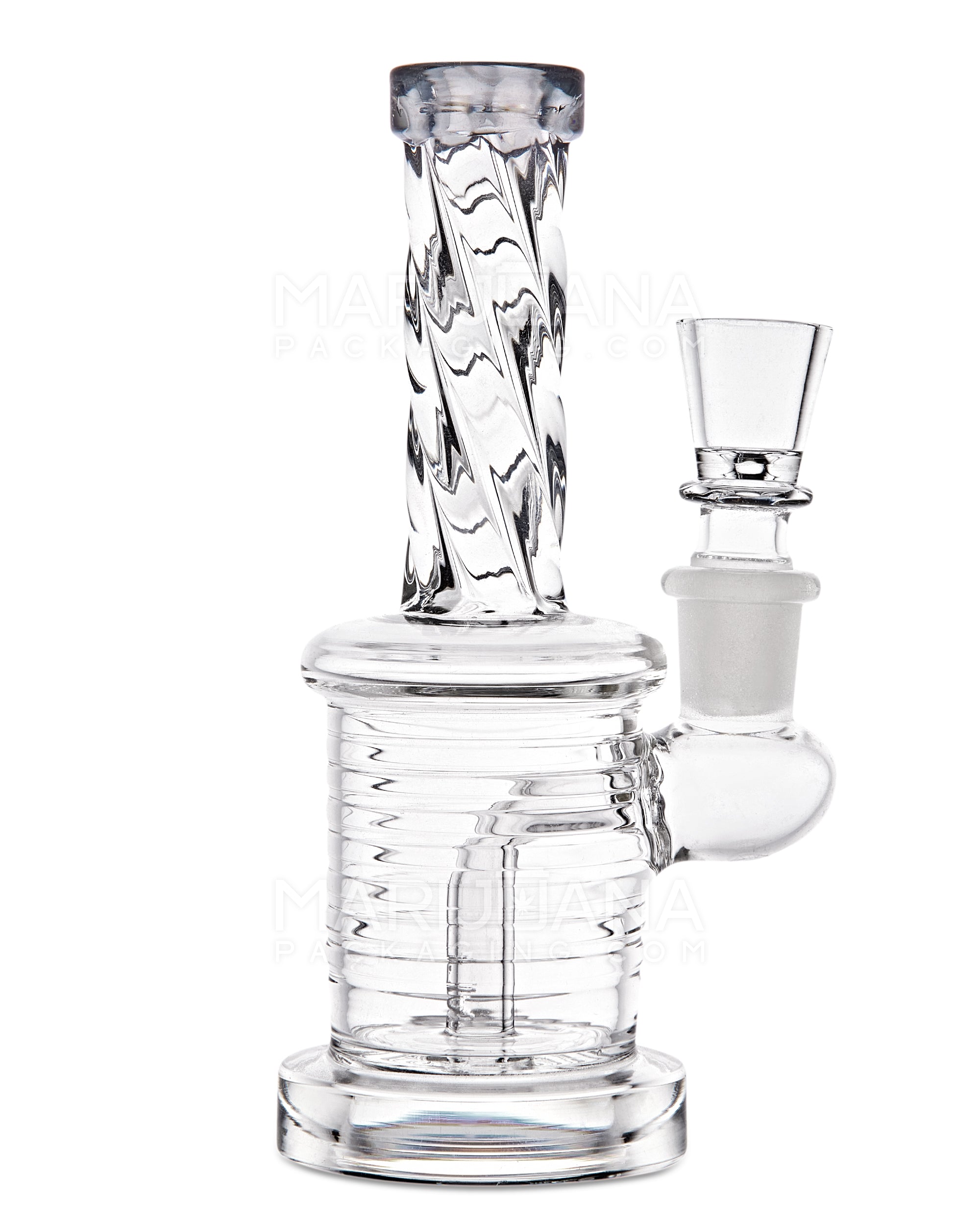 Spiral Neck Ribbed Glass Water Pipe w/ Thick Base | 5in Tall - 14mm Bowl - Assorted - 7