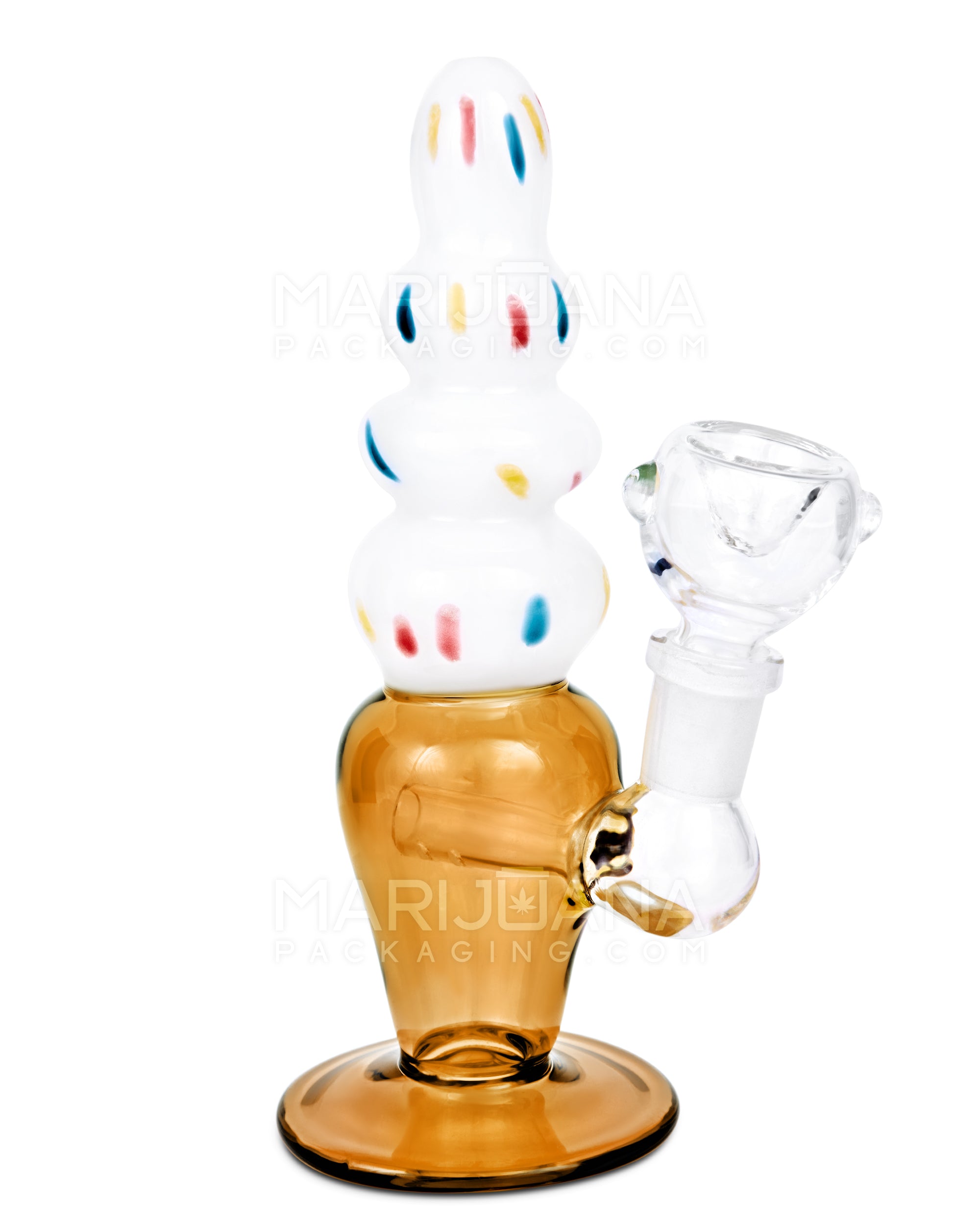 Inline Perc Glass Ice Cream Cone Water Pipe | 7.5in Tall - 14mm Bowl - Assorted - 1