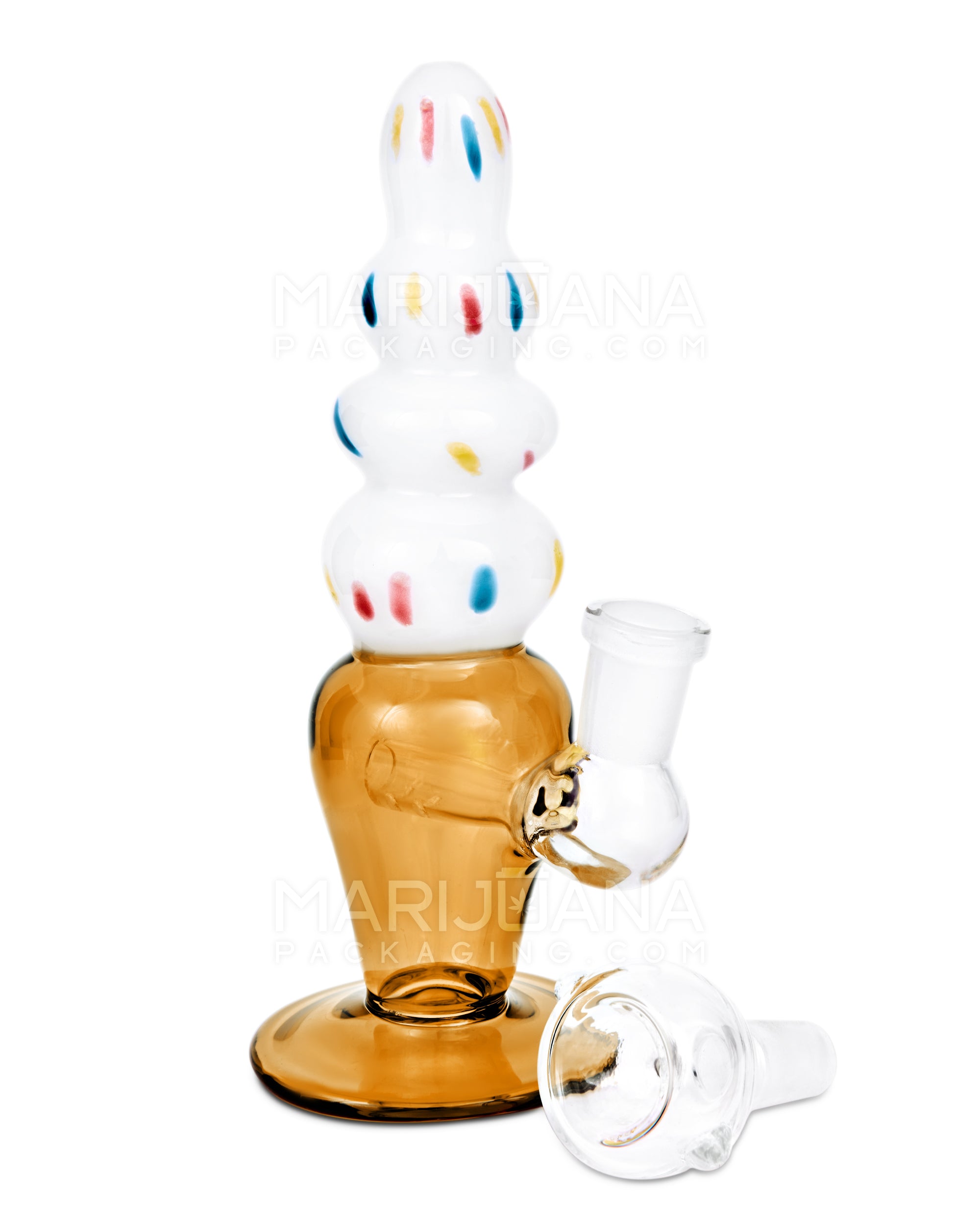 Inline Perc Glass Ice Cream Cone Water Pipe | 7.5in Tall - 14mm Bowl - Assorted - 2