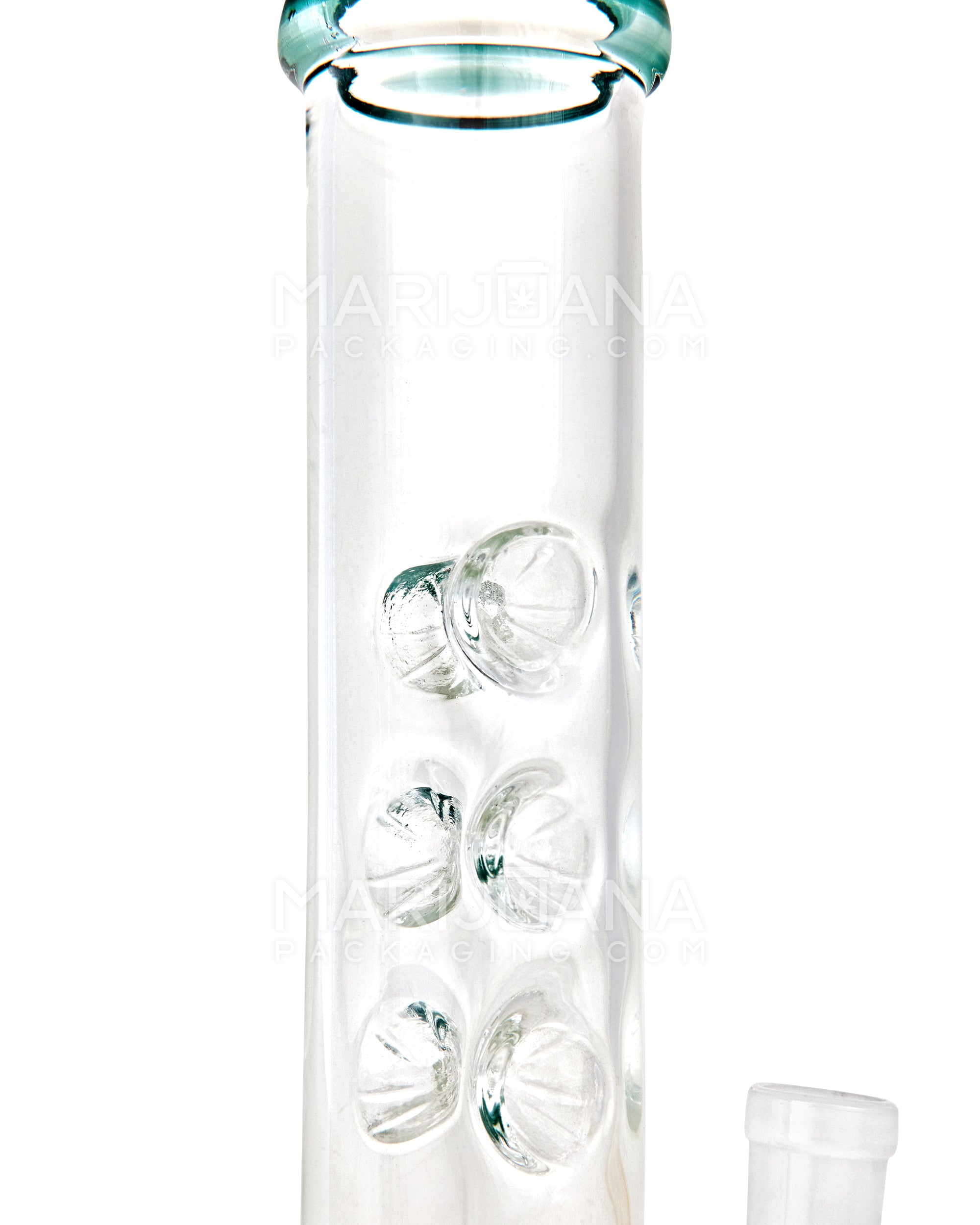 Straight Neck Atomic Perc Glass Beaker Water Pipe w/ Ice Catcher | 10in Tall - 14mm Bowl - Teal - 3