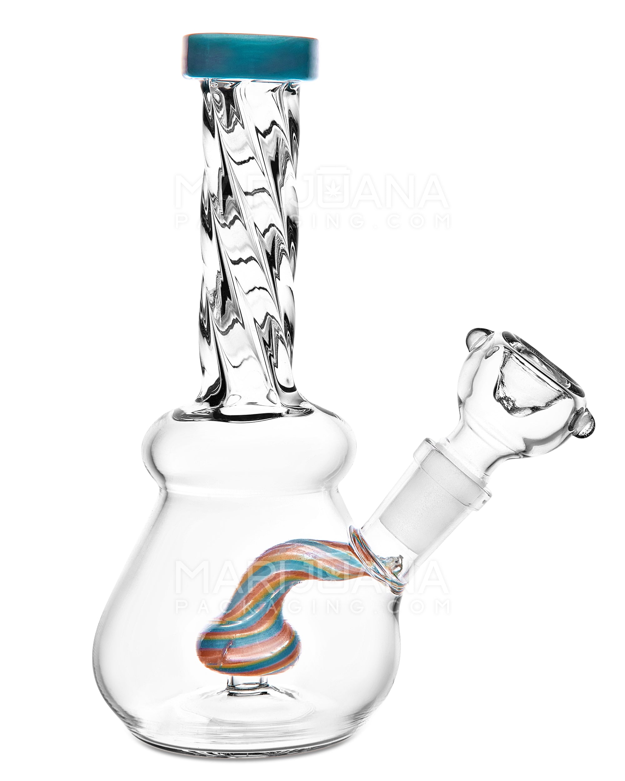Spiral Neck Painted Circ Perc Glass Beaker Water Pipe | 6in Tall - 14mm Bowl - Assorted - 1