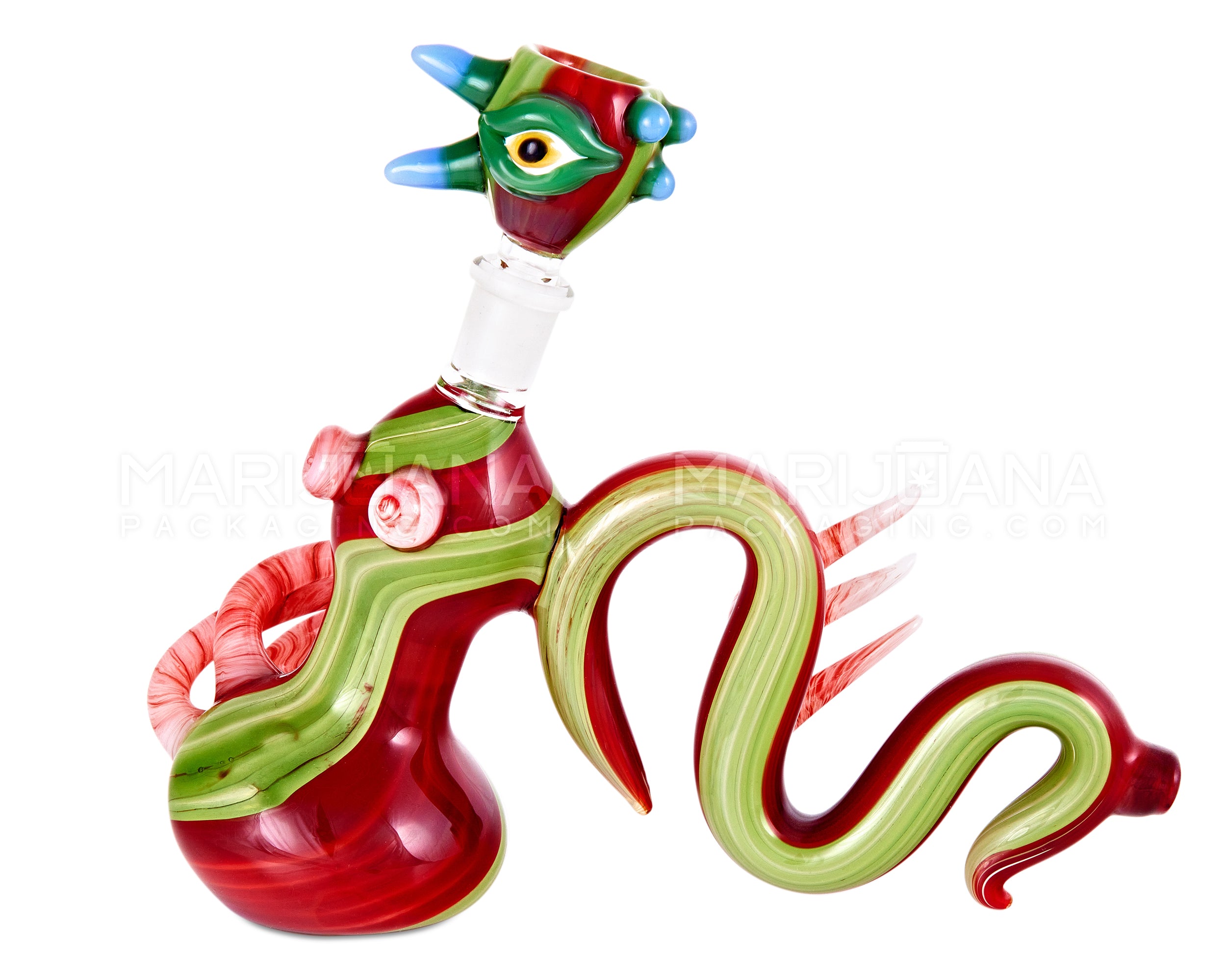 Heady | Color Pull Dragon Glass Bubbler w/ Removable Bowl & Glass Horns | 6in Long - 14mm Bowl - Assorted - 8