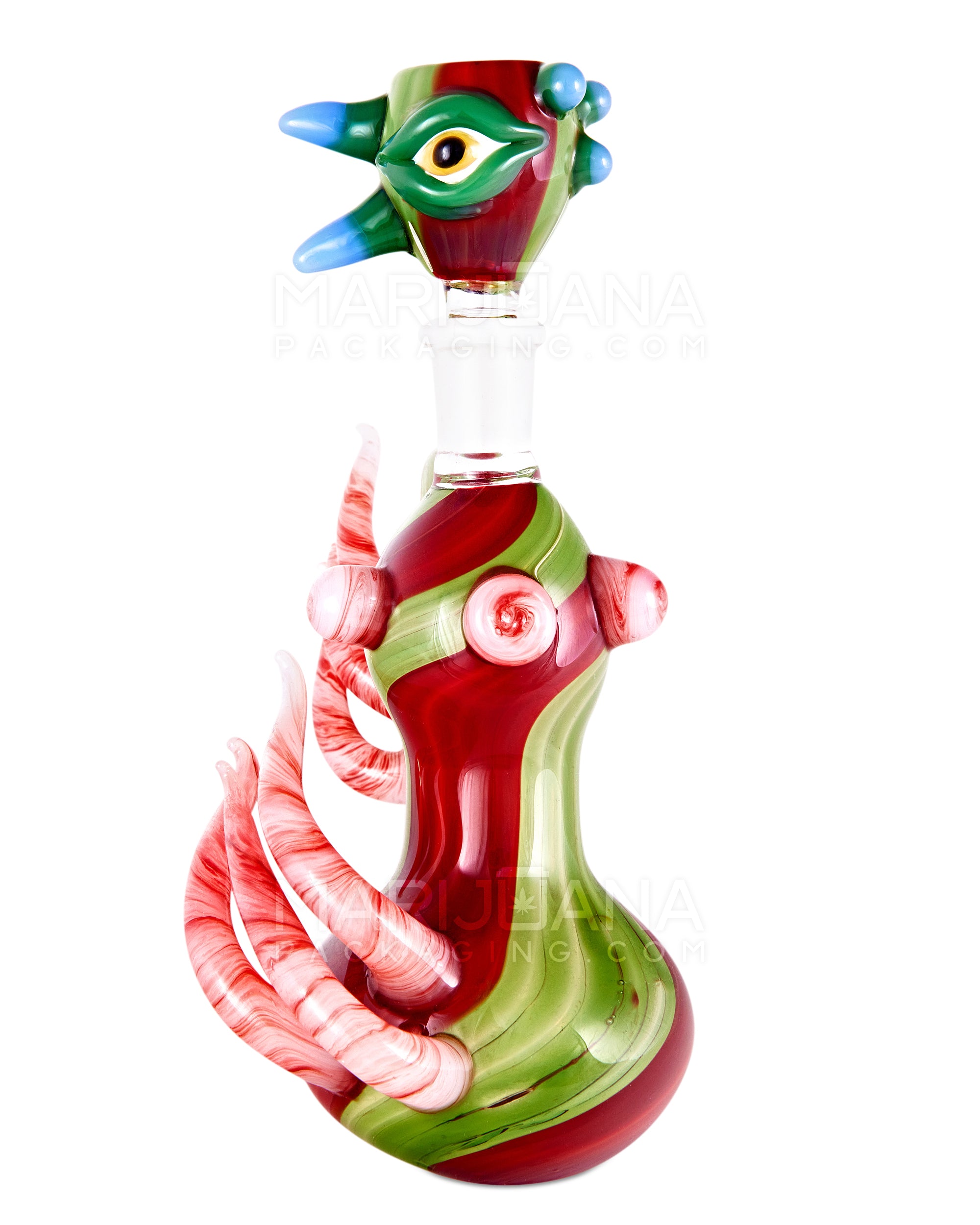 Heady | Color Pull Dragon Glass Bubbler w/ Removable Bowl & Glass Horns | 6in Long - 14mm Bowl - Assorted - 5