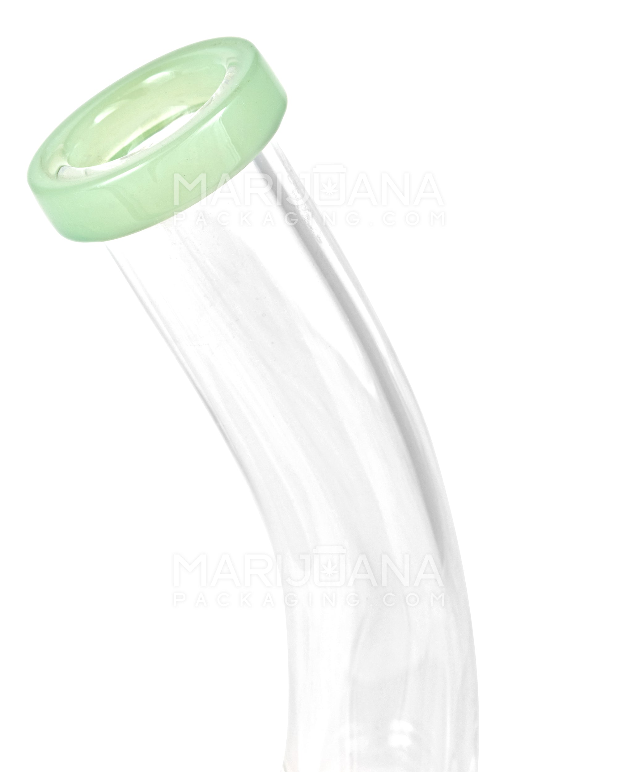 Bent Neck Tree Perc Glass Straight Water Pipe w/ Thick Base | 8in Tall - 14mm Bowl - Jade - 4