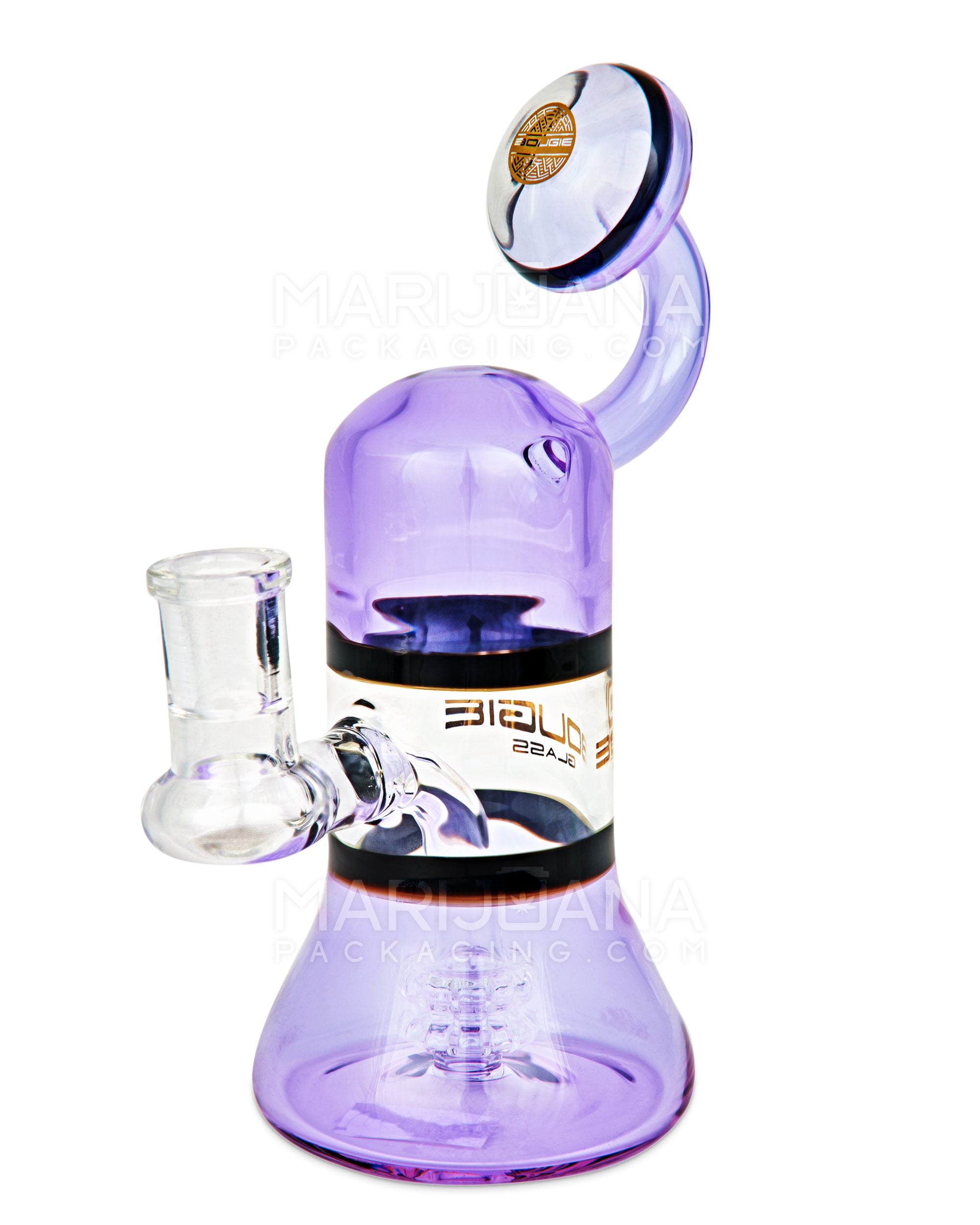 BOUGIE | Bent Neck Matrix Perc Glass Beaker Water Pipe | 8.5in Tall - 14mm Bowl - Purple - 1