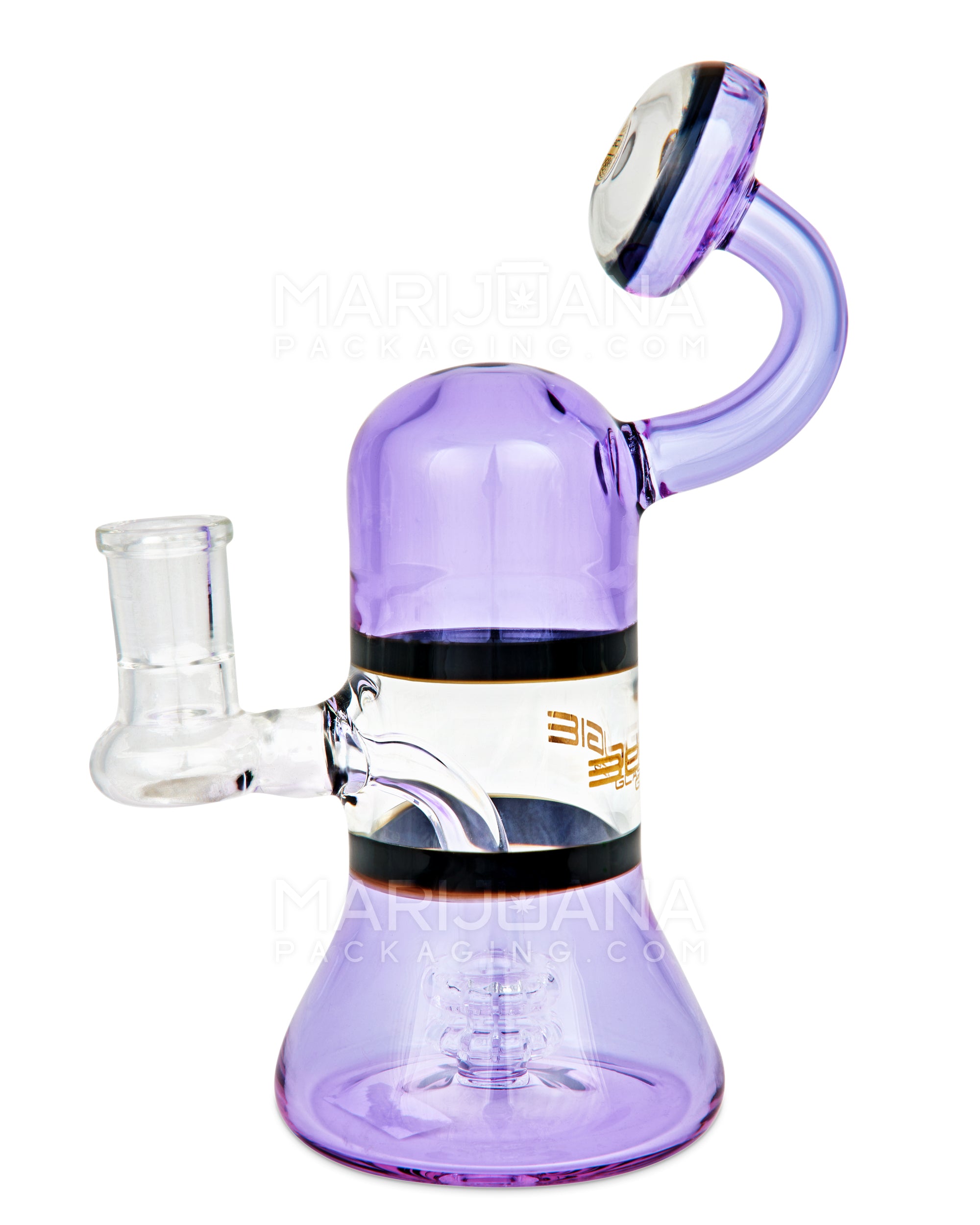 BOUGIE | Bent Neck Matrix Perc Glass Beaker Water Pipe | 8.5in Tall - 14mm Bowl - Purple - 2