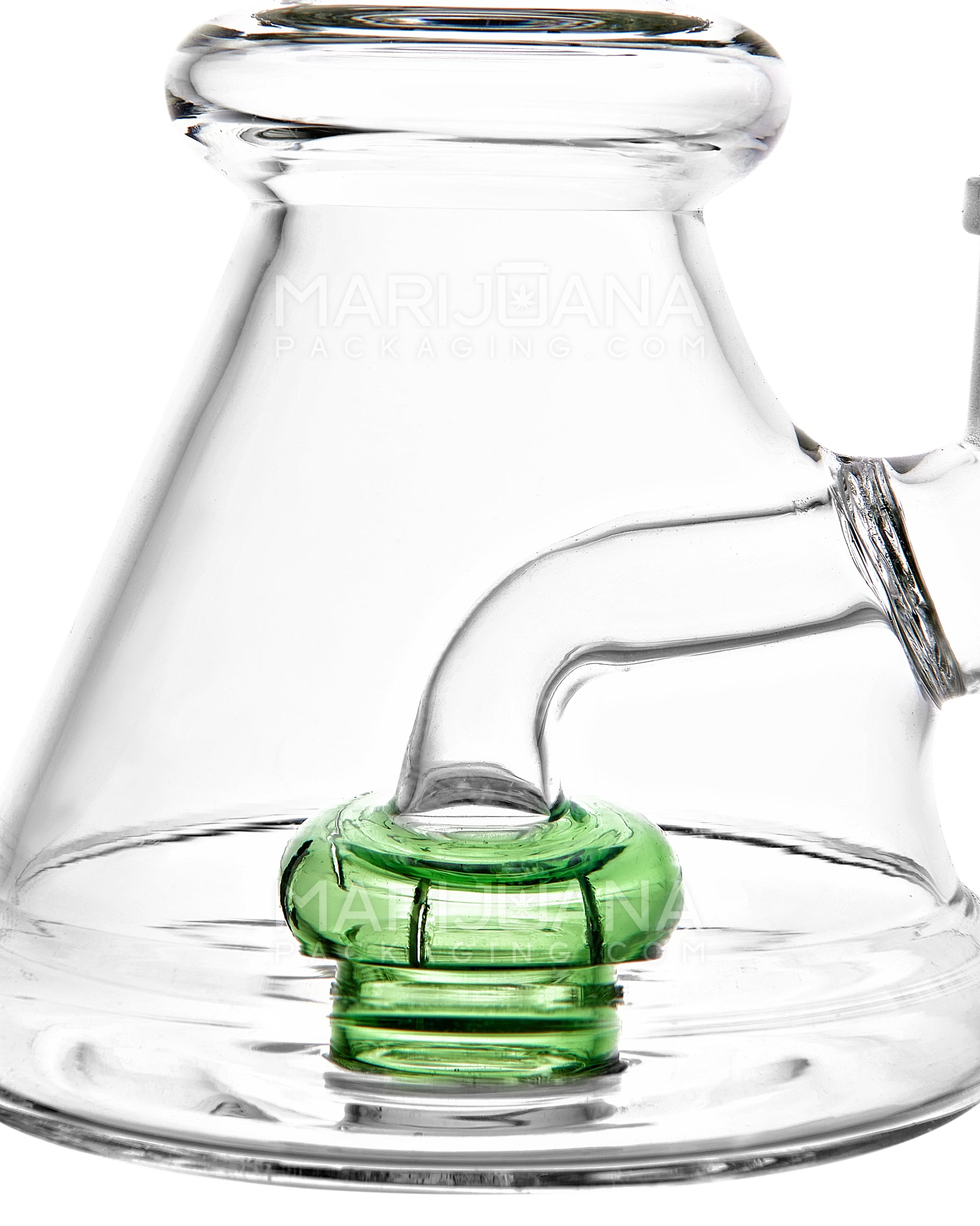 Bent Neck Circ Perc Glass Beaker Water Pipe | 8in Tall - 14mm Bowl - Green - 3