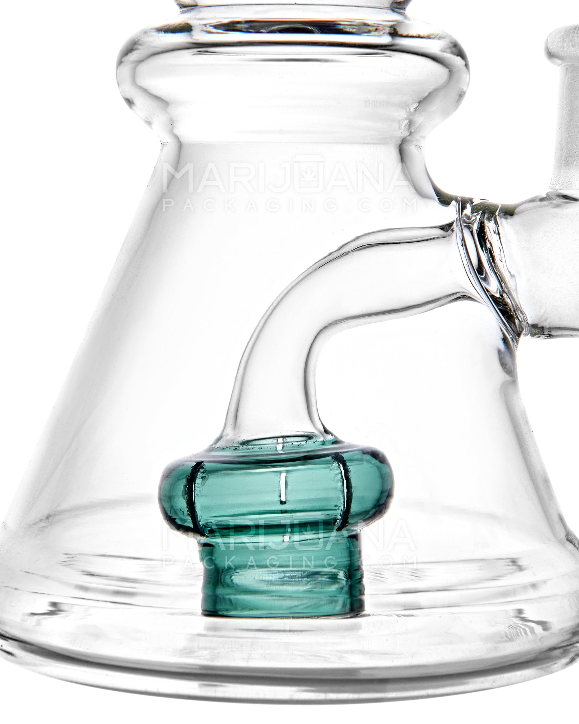 Bent Neck Circ Perc Glass Beaker Water Pipe | 8in Tall - 14mm Bowl - Teal - 3