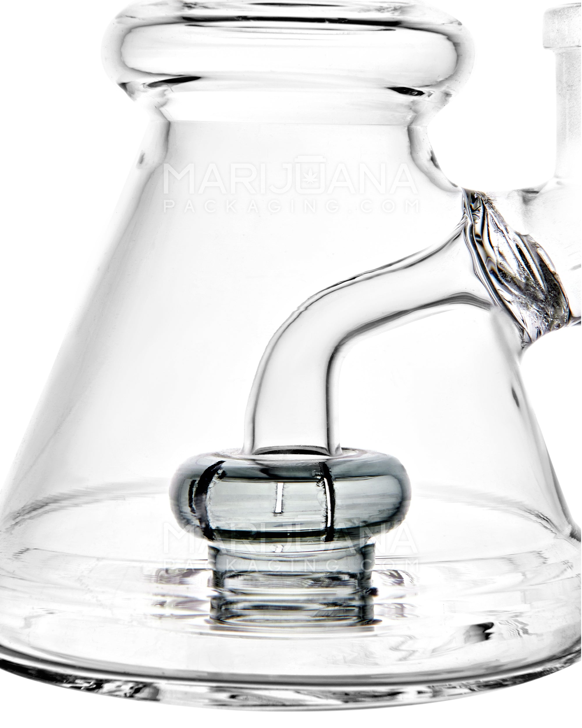 Bent Neck Circ Perc Glass Beaker Water Pipe | 8in Tall - 14mm Bowl - Smoke - 3