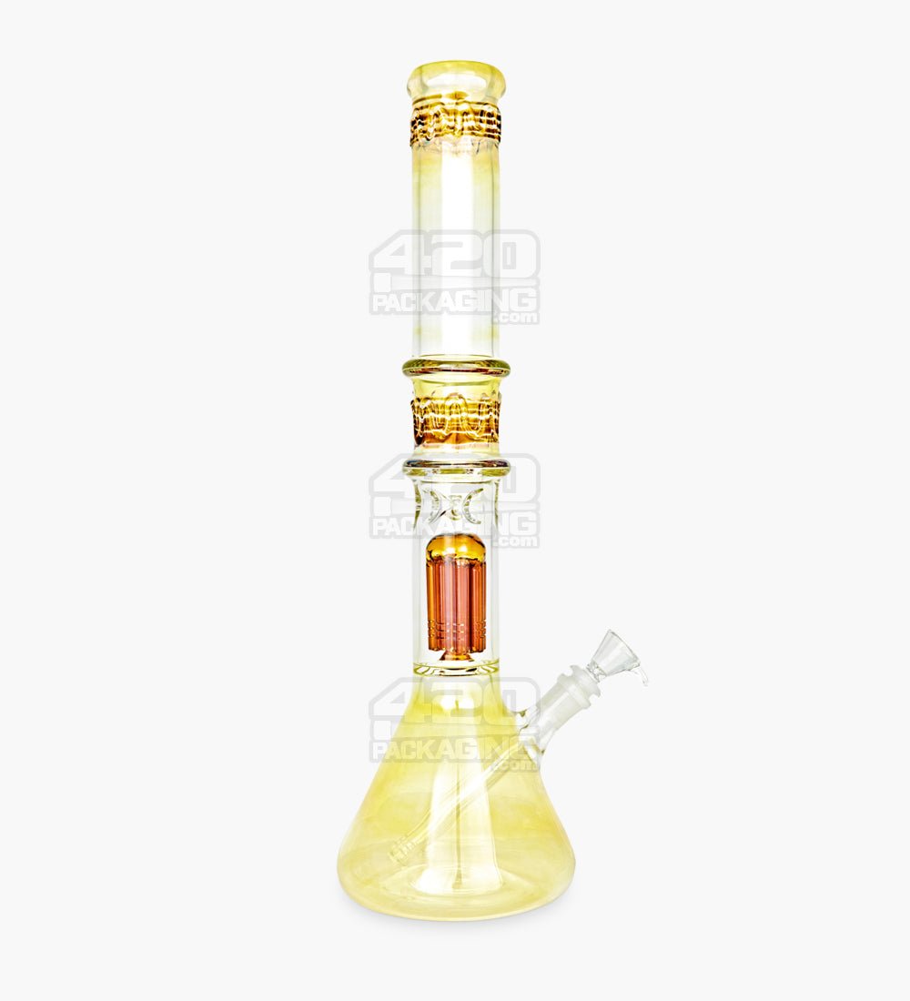 USA Glass Straight Neck Tree Perc Fumed Glass Beaker Water Pipe w/ Ice Catcher | 18in Tall - 18mm Bowl - Assorted - 7