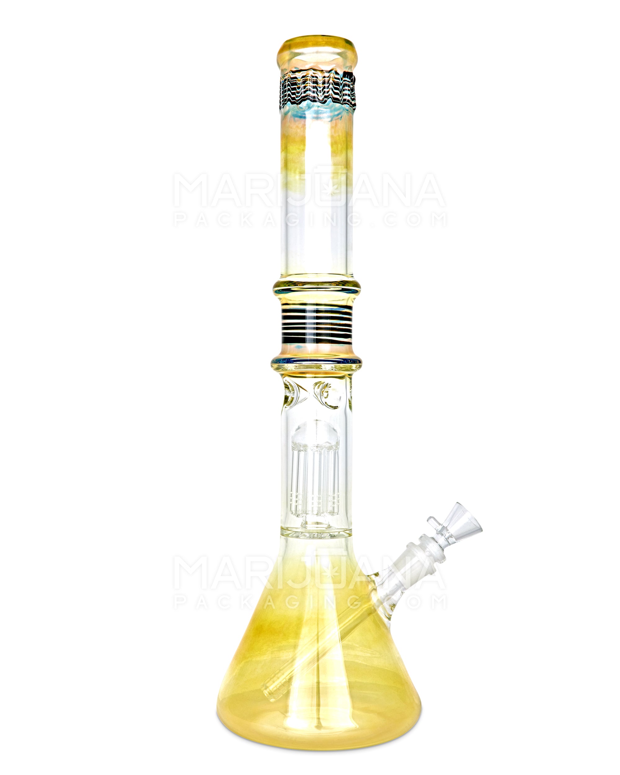 USA Glass | Straight Neck Tree Perc Fumed Glass Beaker Water Pipe w/ Ice Catcher | 18in Tall - 18mm Bowl - Black - 1