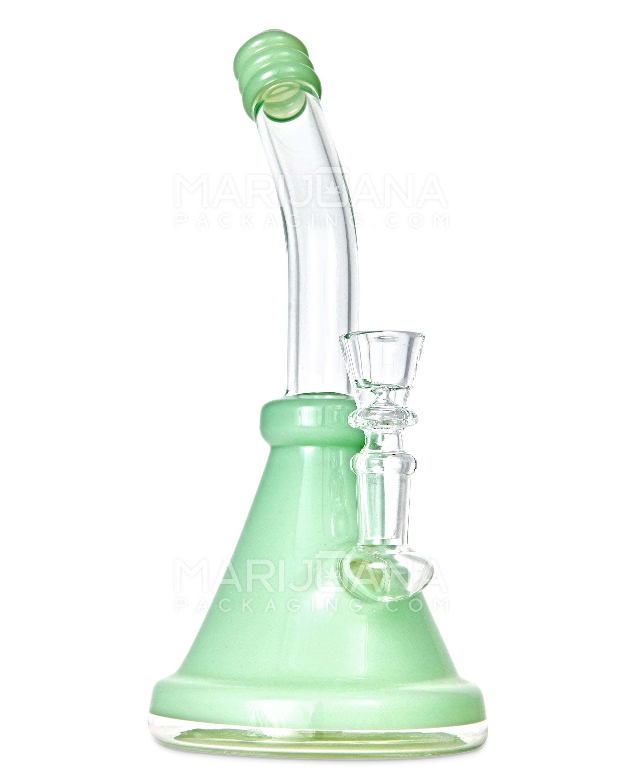 Bent Neck Showerhead Percolator Glass Beaker Water Pipe | 10in Tall - 14mm Bowl - Jade - 5