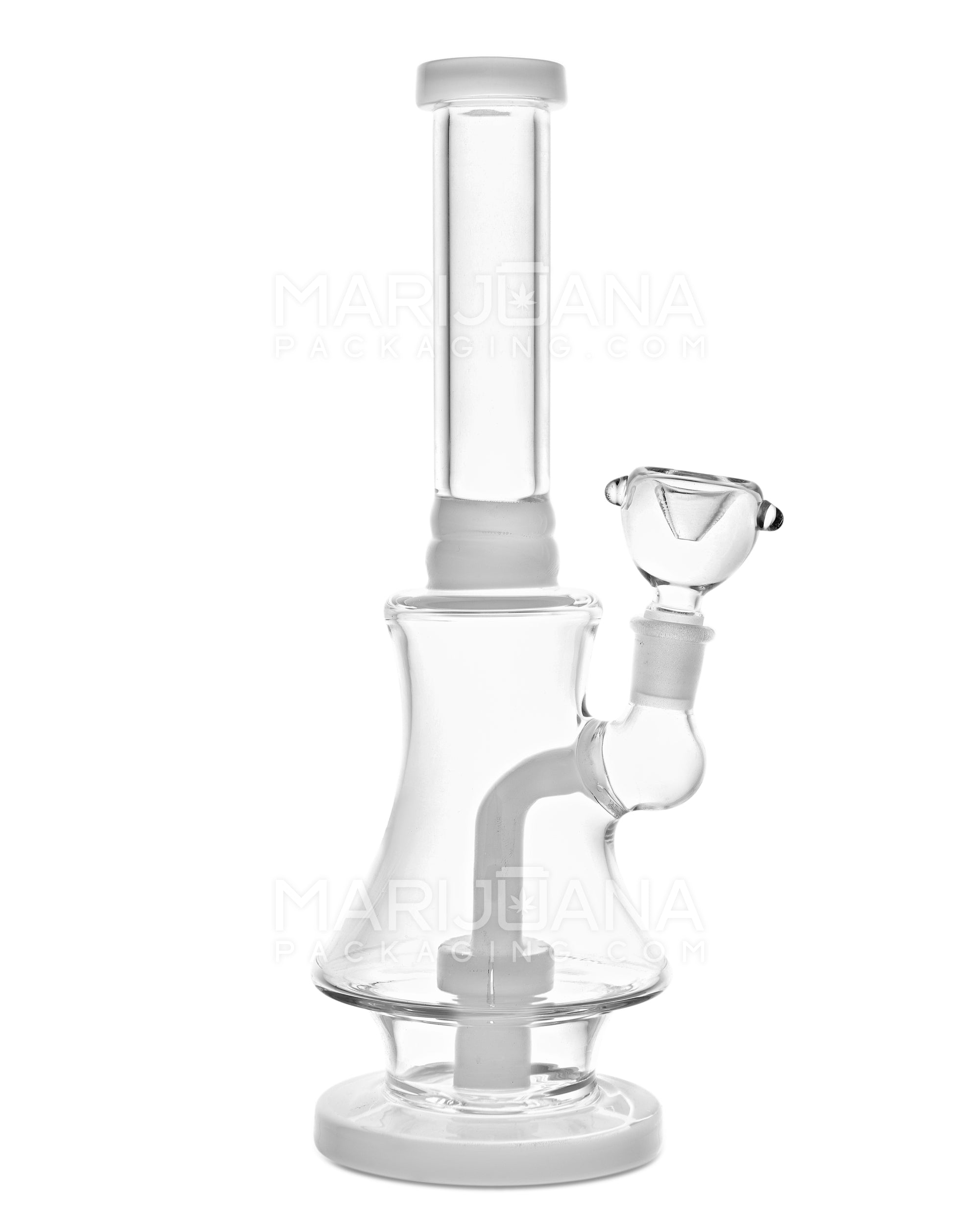 Straight Neck Showerhead Perc Glass Bell Water Pipe | 10in Tall - 14mm Bowl - White - 1
