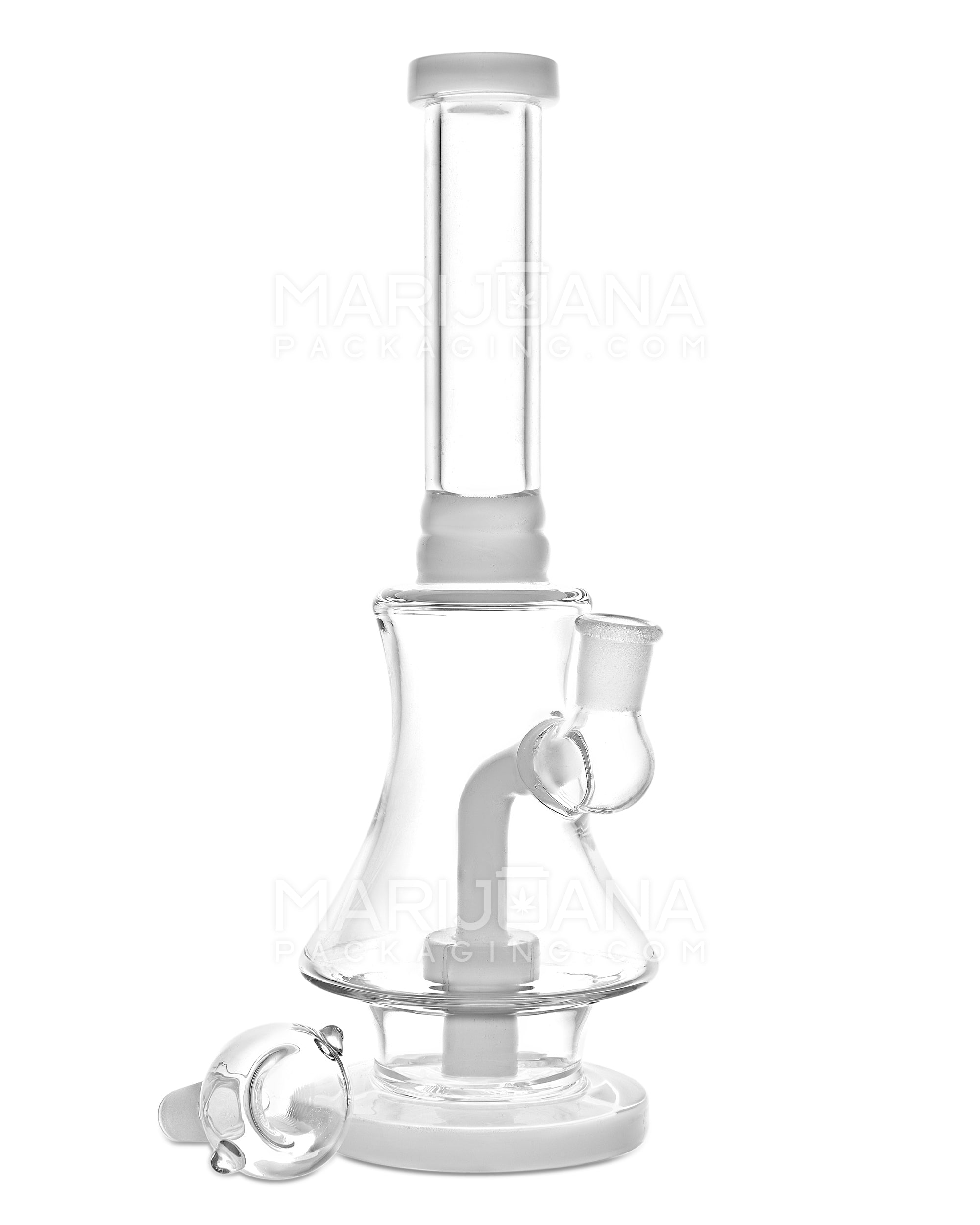 Straight Neck Showerhead Perc Glass Bell Water Pipe | 10in Tall - 14mm Bowl - White - 2