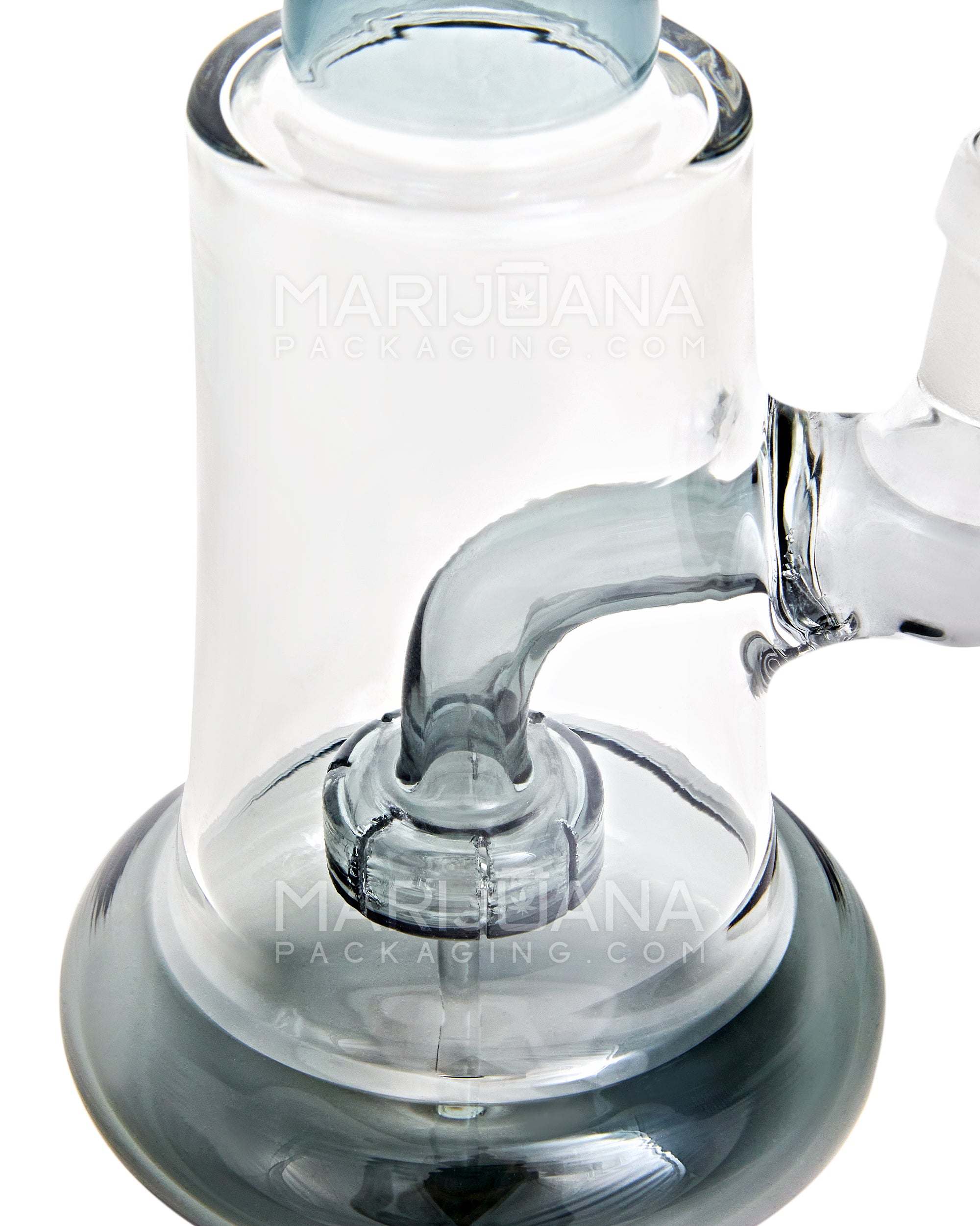 Ribbed Neck Showerhead Perc Glass Water Pipe w/ Donut Base | 10in Tall - 14mm Bowl - Smoke - 4