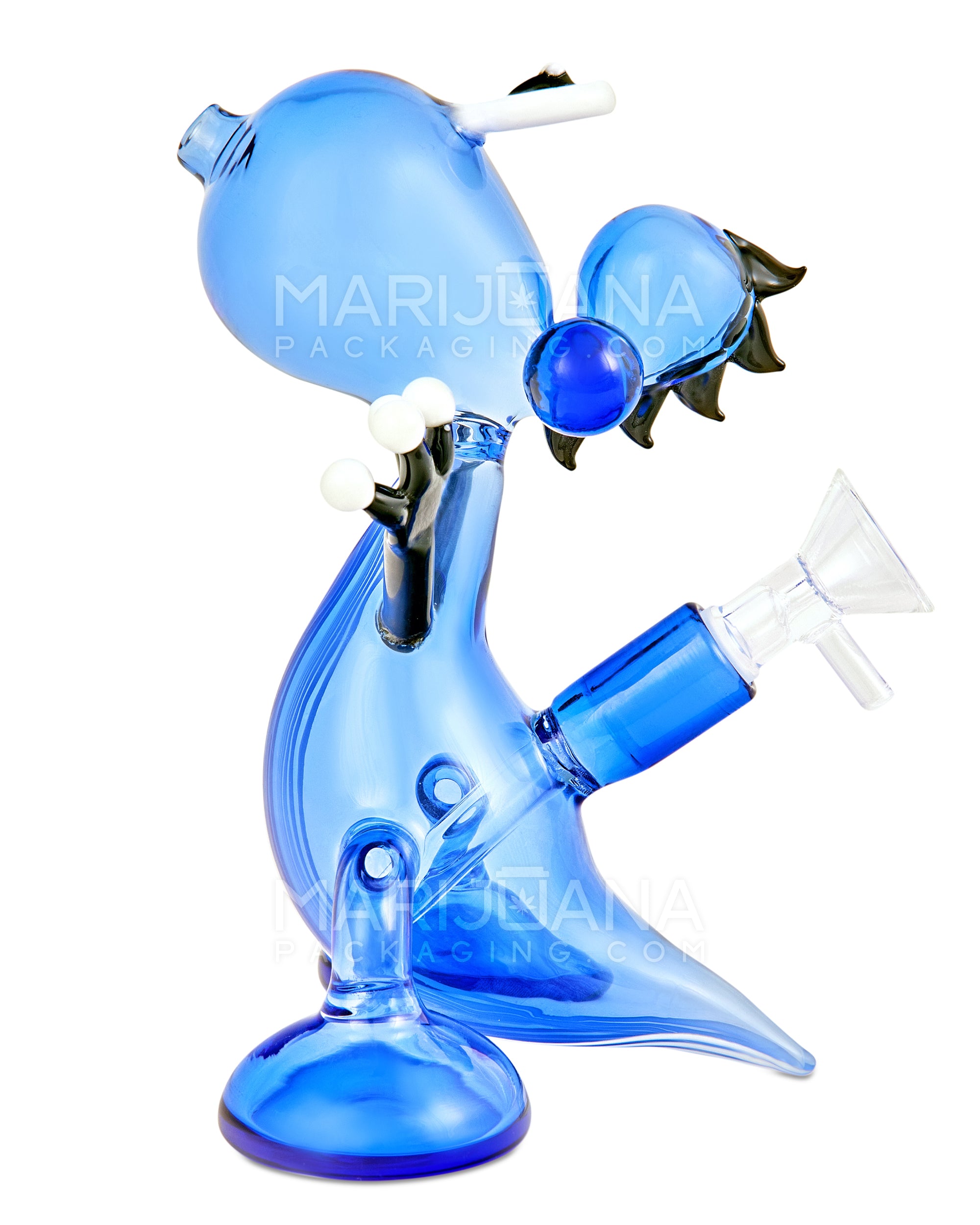 Heady | USA Glass Striped Yoshi Glass Water Pipe | 7in Tall - 14mm Bowl - Blue - 1