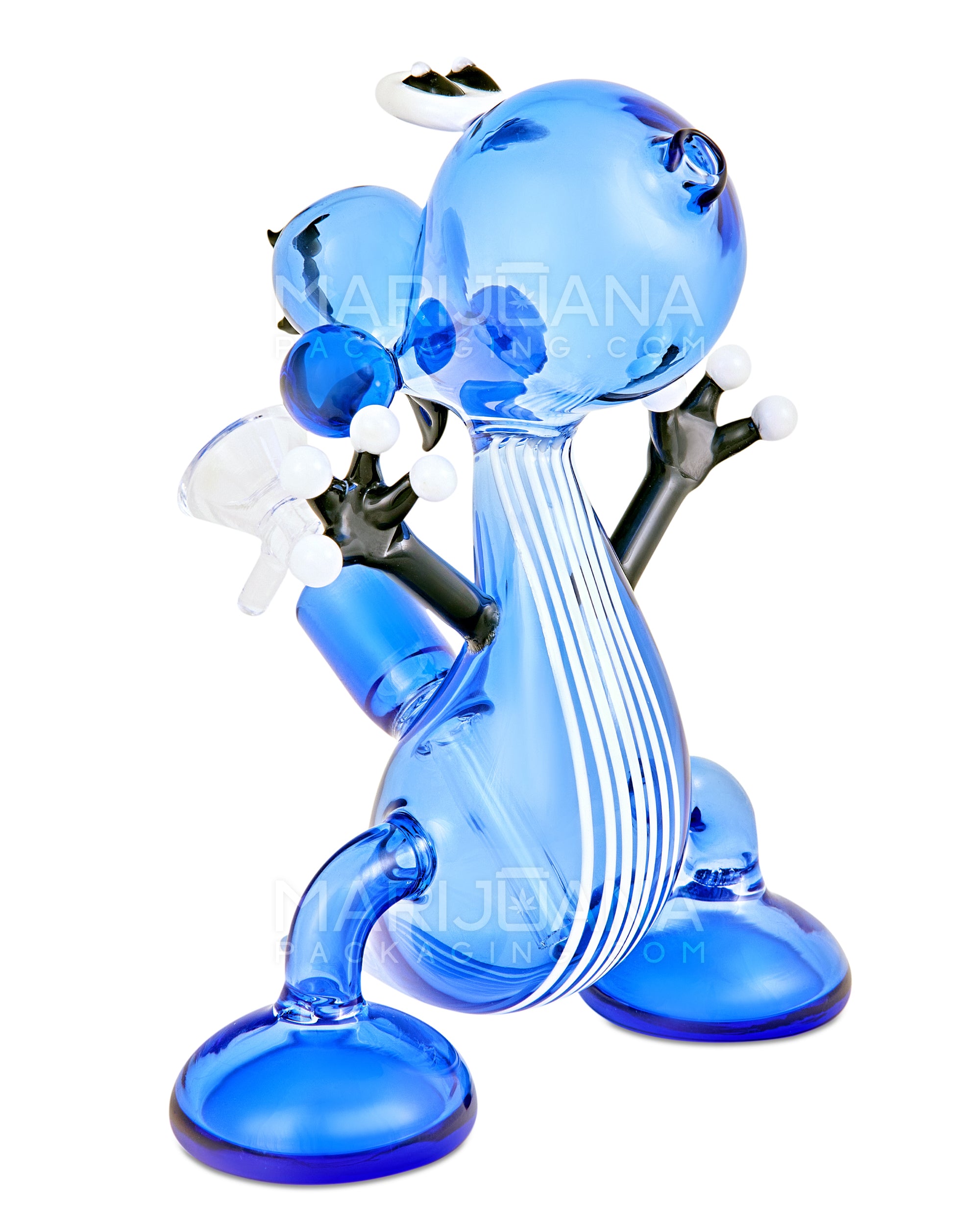 Heady | USA Glass Striped Yoshi Glass Water Pipe | 7in Tall - 14mm Bowl - Blue - 5