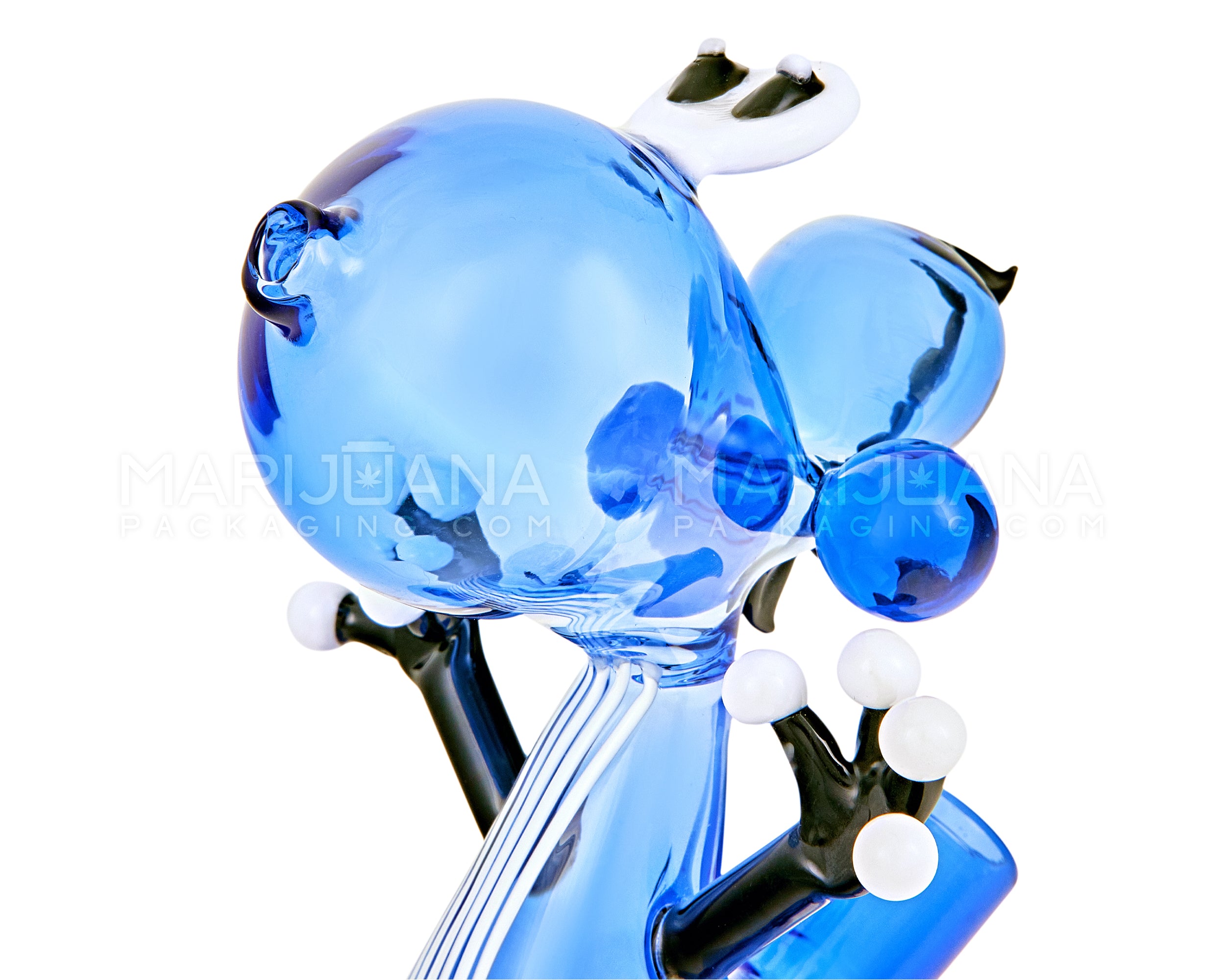 Heady | USA Glass Striped Yoshi Glass Water Pipe | 7in Tall - 14mm Bowl - Blue - 3