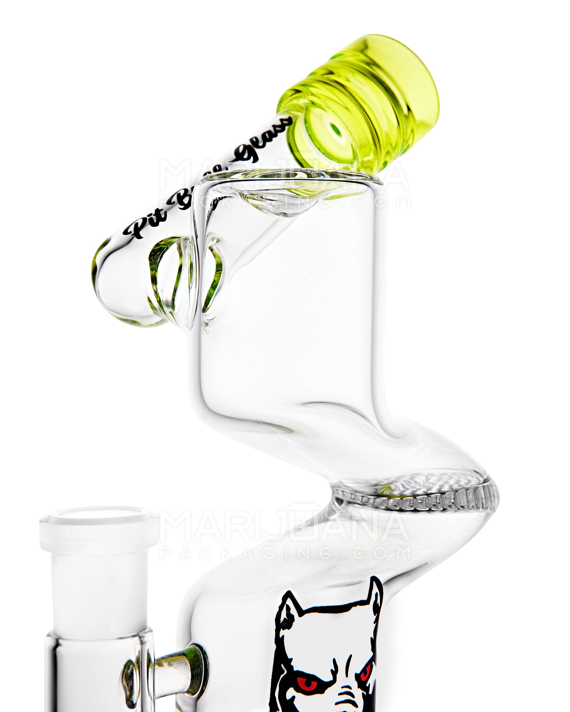 PIT BULL | Z-Neck Sidecar Double Honeycomb Perc Glass Water Pipe w/ Thick Base | 10in Tall - 14mm Bowl - Green - 5